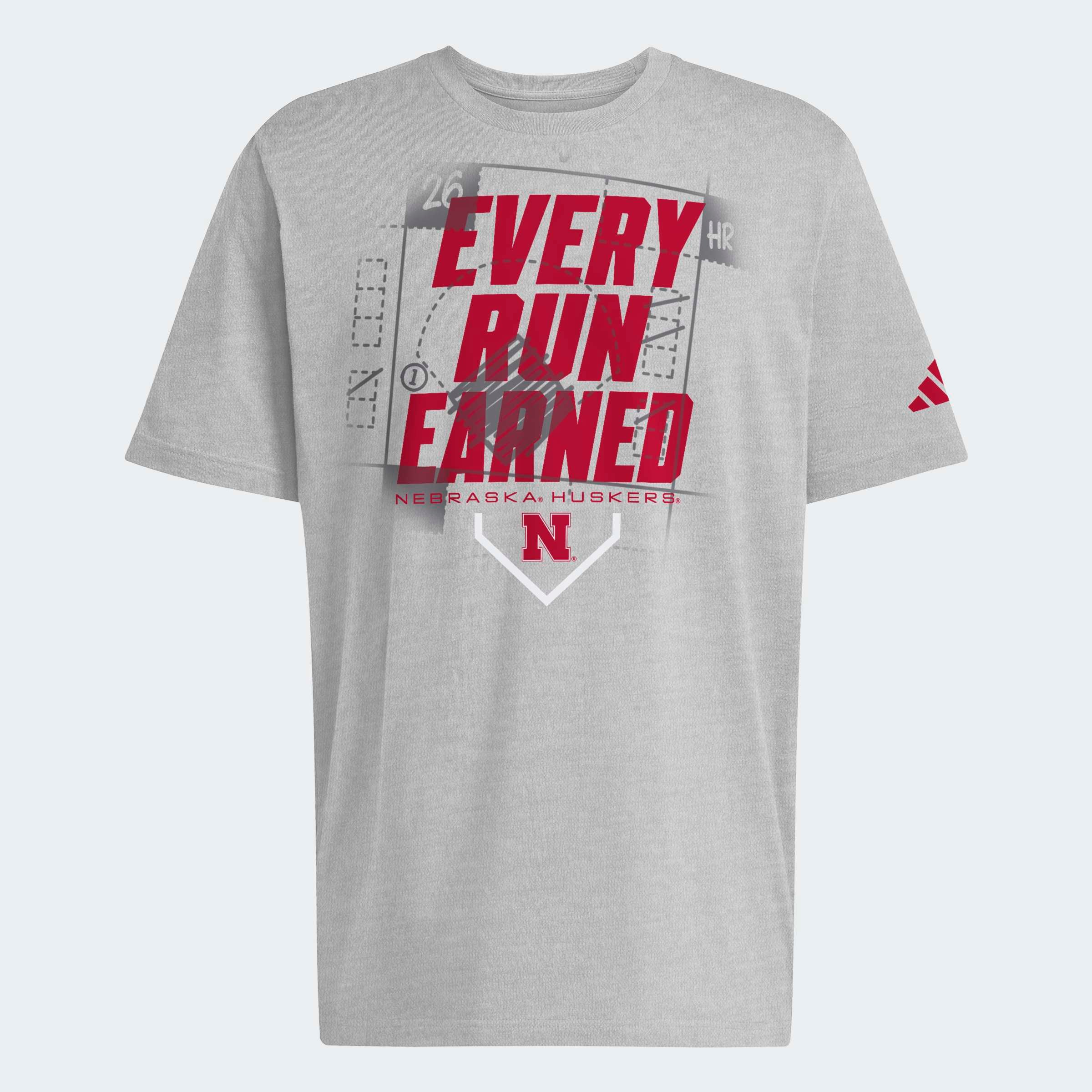Grey Adidas Men's Every Run Earned Short Sleeve Tee - Nebraska Cornhuskers