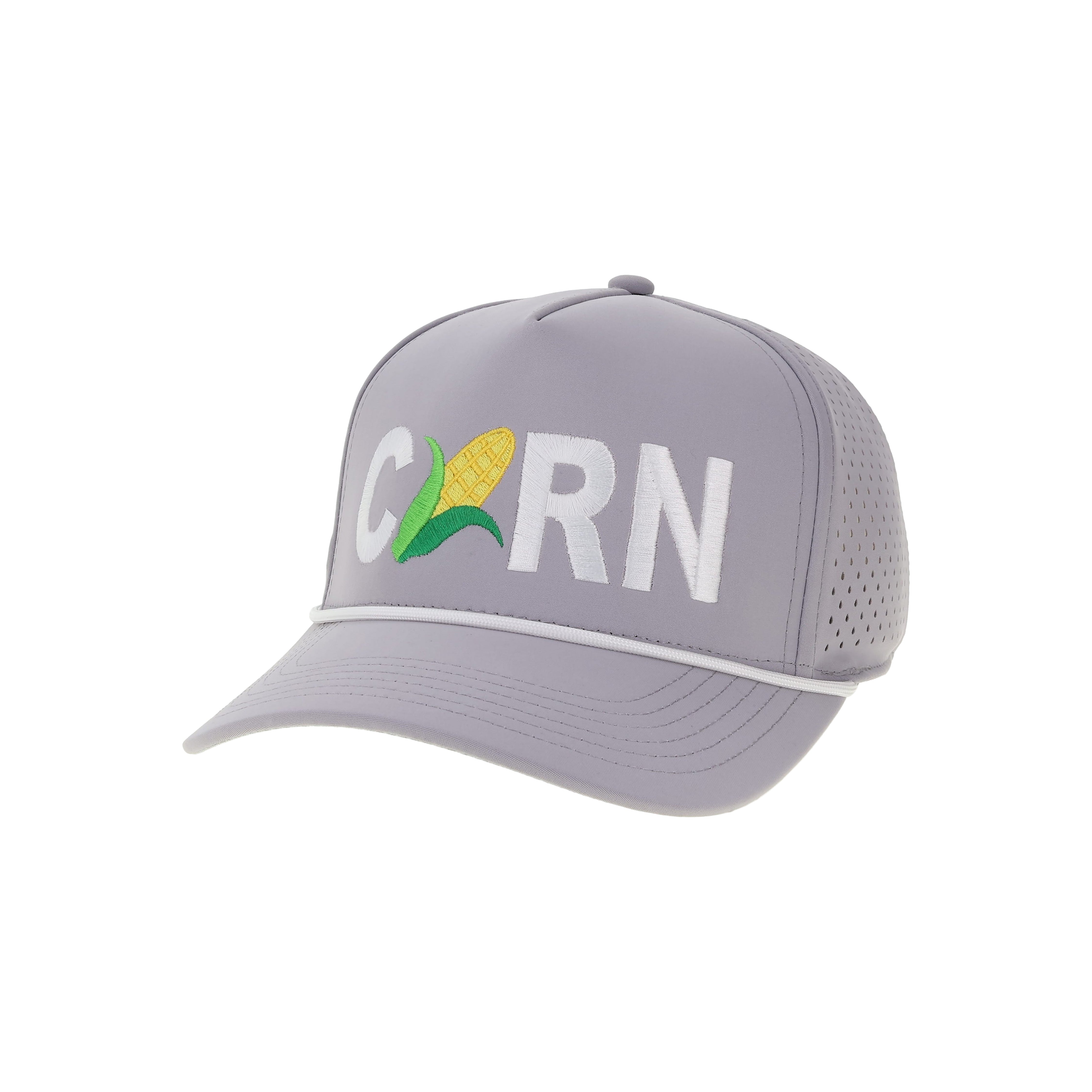 Grey Hat with Stitched CORN and Icon, Snapback, Curved Bill, Cut Above - Nebraska Cornhuskers
