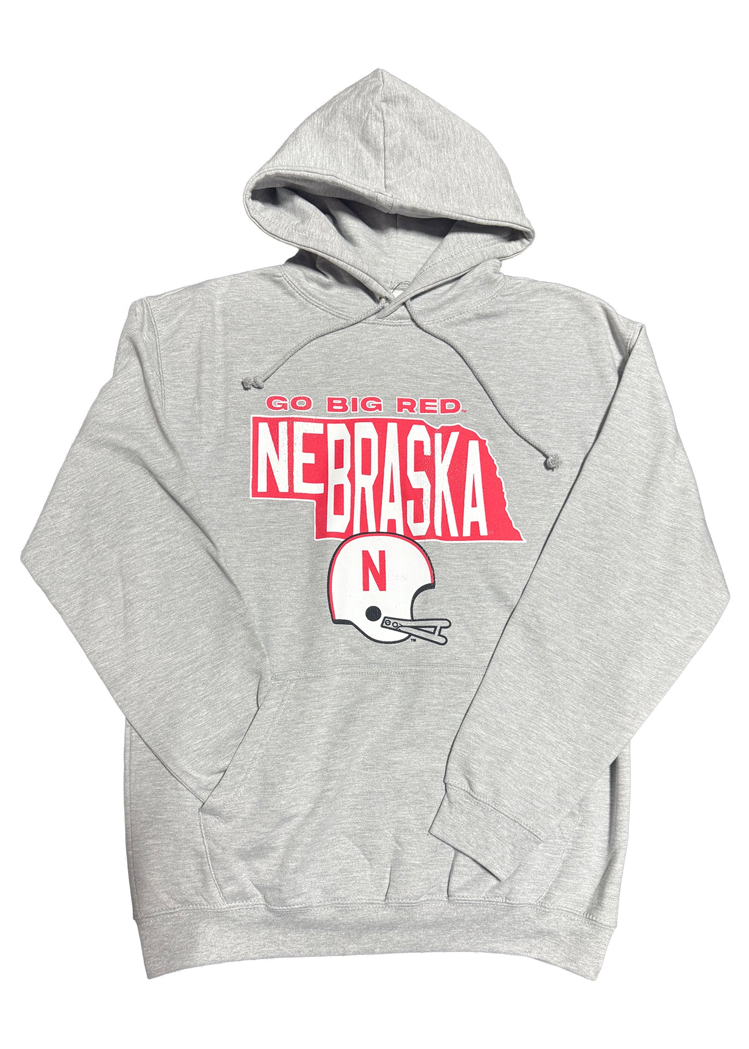 Grey Hoodie Go Big Red Nebraska State Helmet Nebraska Cornhuskers