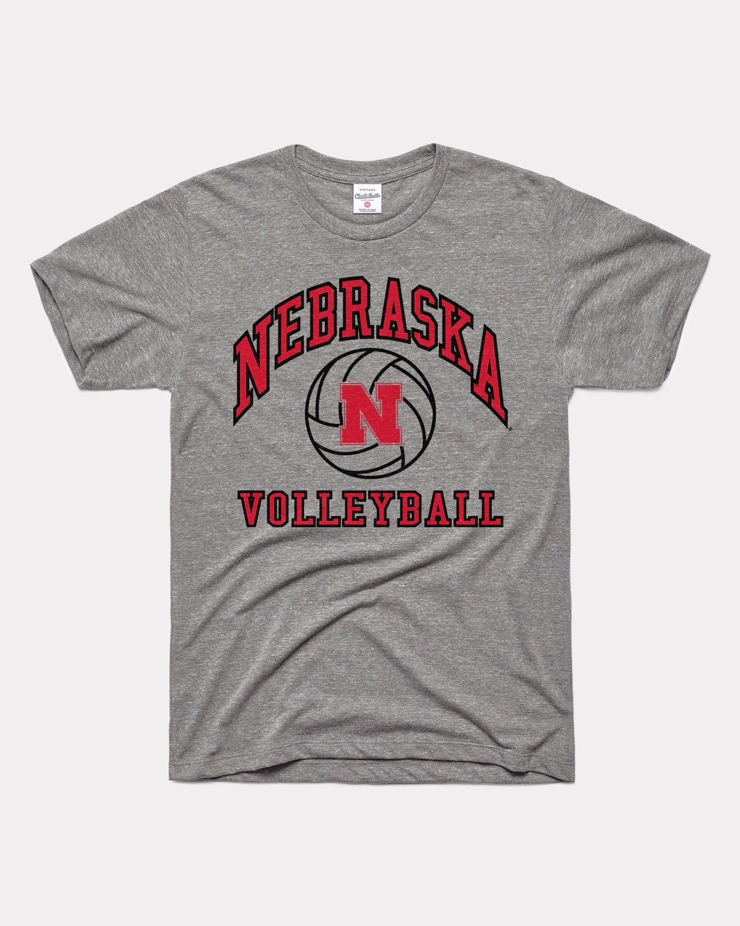 Charlie Hustle Grey Nebraska Volleyball Tee