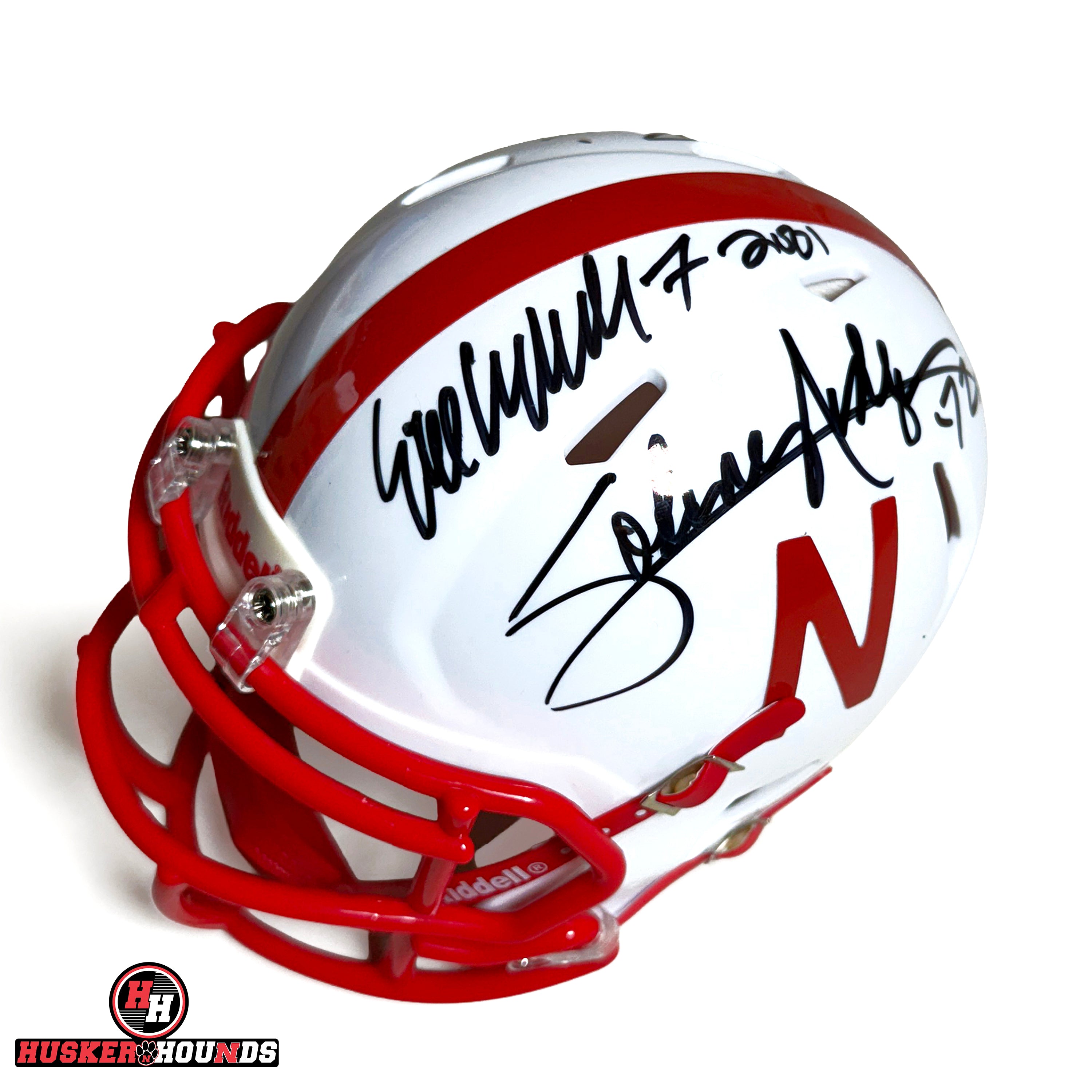 HEISMAN WINNERS Eric Crouch, Mike Rozier, Johnny Rodgers Autographed Speed Mini Helmet - Nebraska Cornhuskers