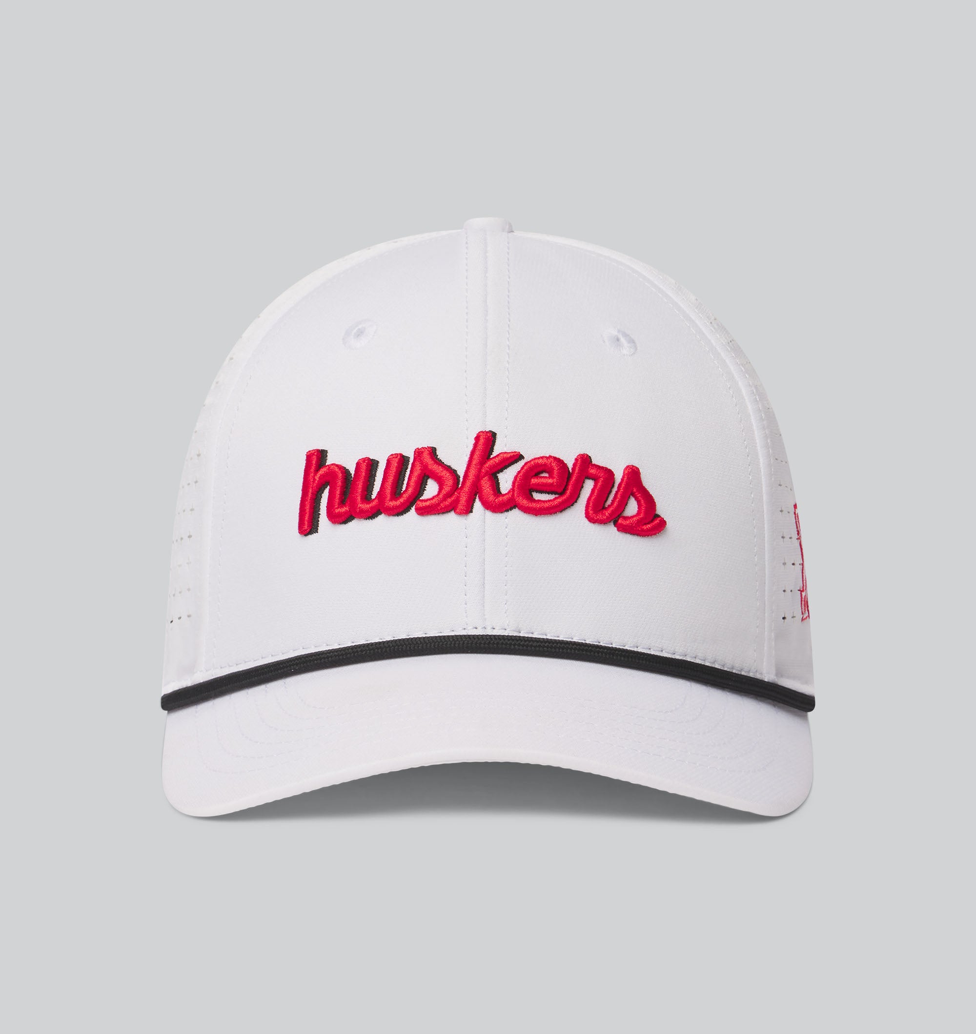 UNRL Mid-Pro Vented Rope White Hat, Curved Bill, Snapback - Nebraska Cornhuskers