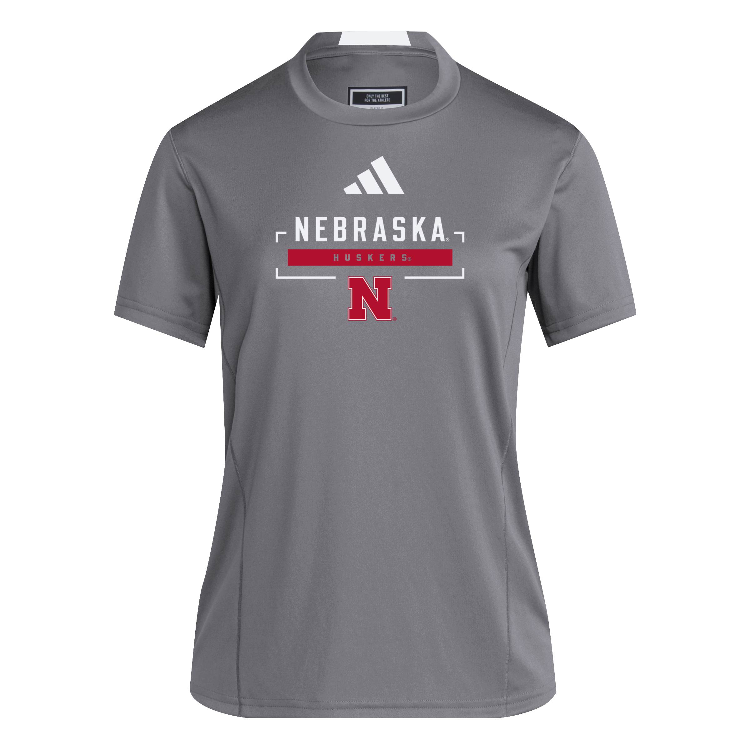 Grey Adidas Women's Designed for Training Iron N Huskers Short Sleeve Tee - Nebraska Cornhuskers