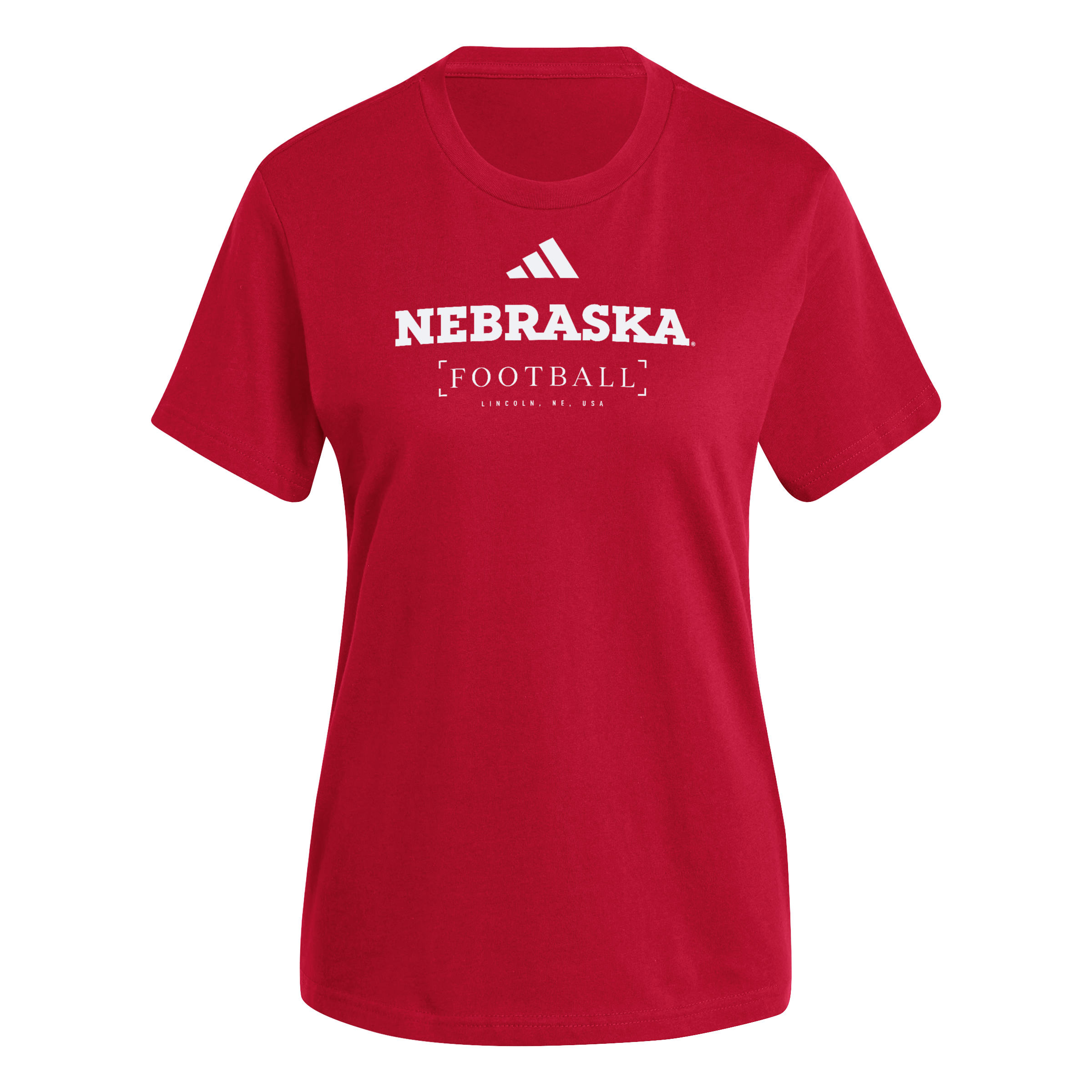 Red Adidas Women's HOB Football Short Sleeve Tee - Nebraska Cornhuskers