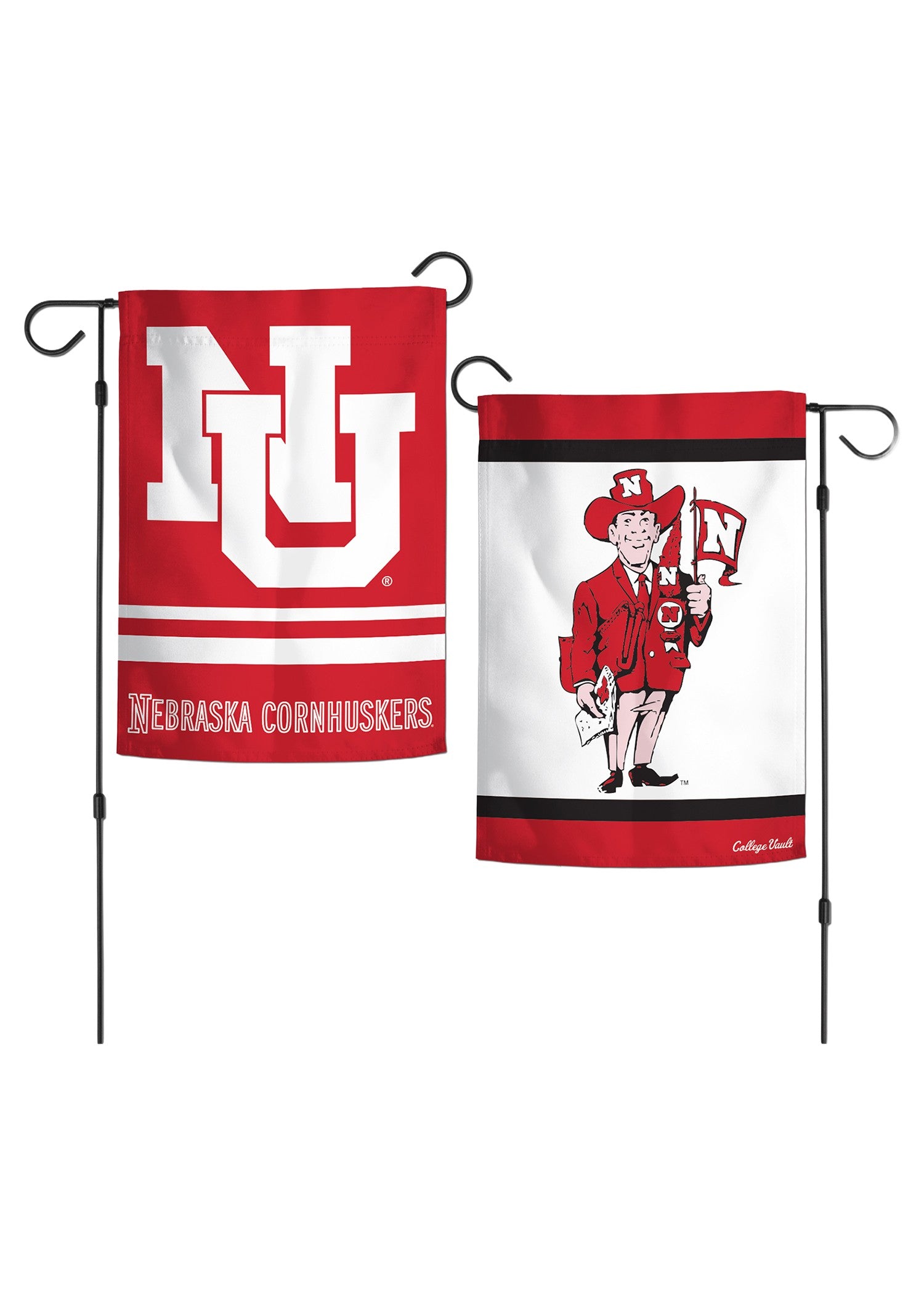 Harry Husker NU - Garden Flags Double Sided Silk Screened 12.5in x 18in Nebraska Cornhuskers