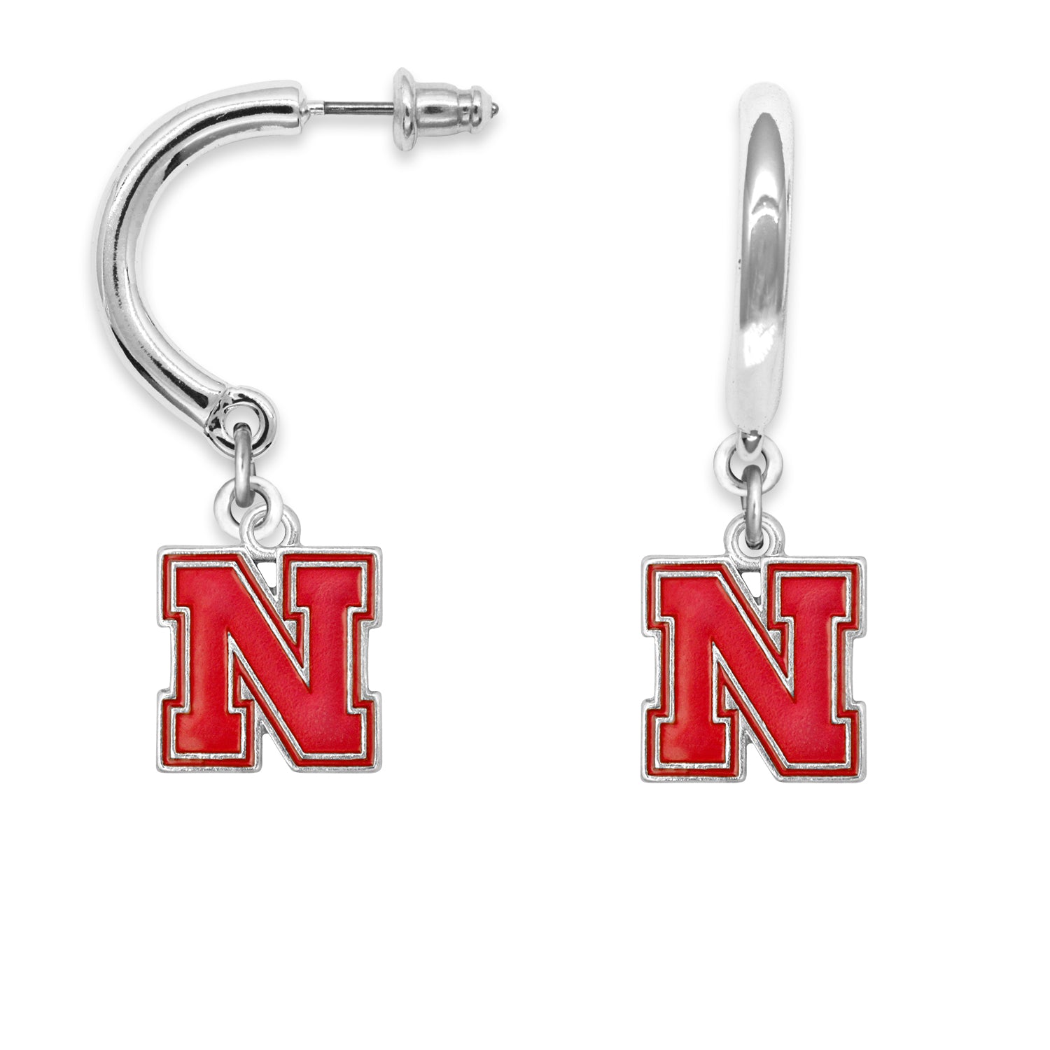 Hoop Dangle Earrings - Block N - Nebraska Cornhuskers