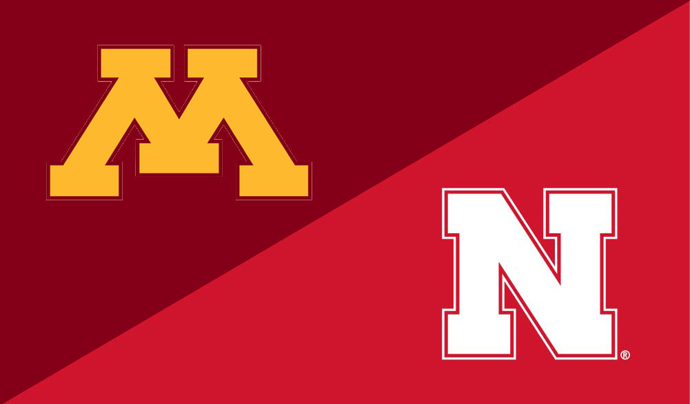 House Divided Minnesota - Flag Single Sided Applique 3ft x 5ft Grommets Nebraska Cornhuskers