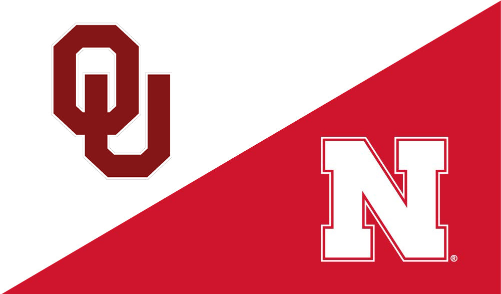 House Divided OU - Flag Single Sided Applique 3ft x 5ft Grommets Nebraska Cornhuskers