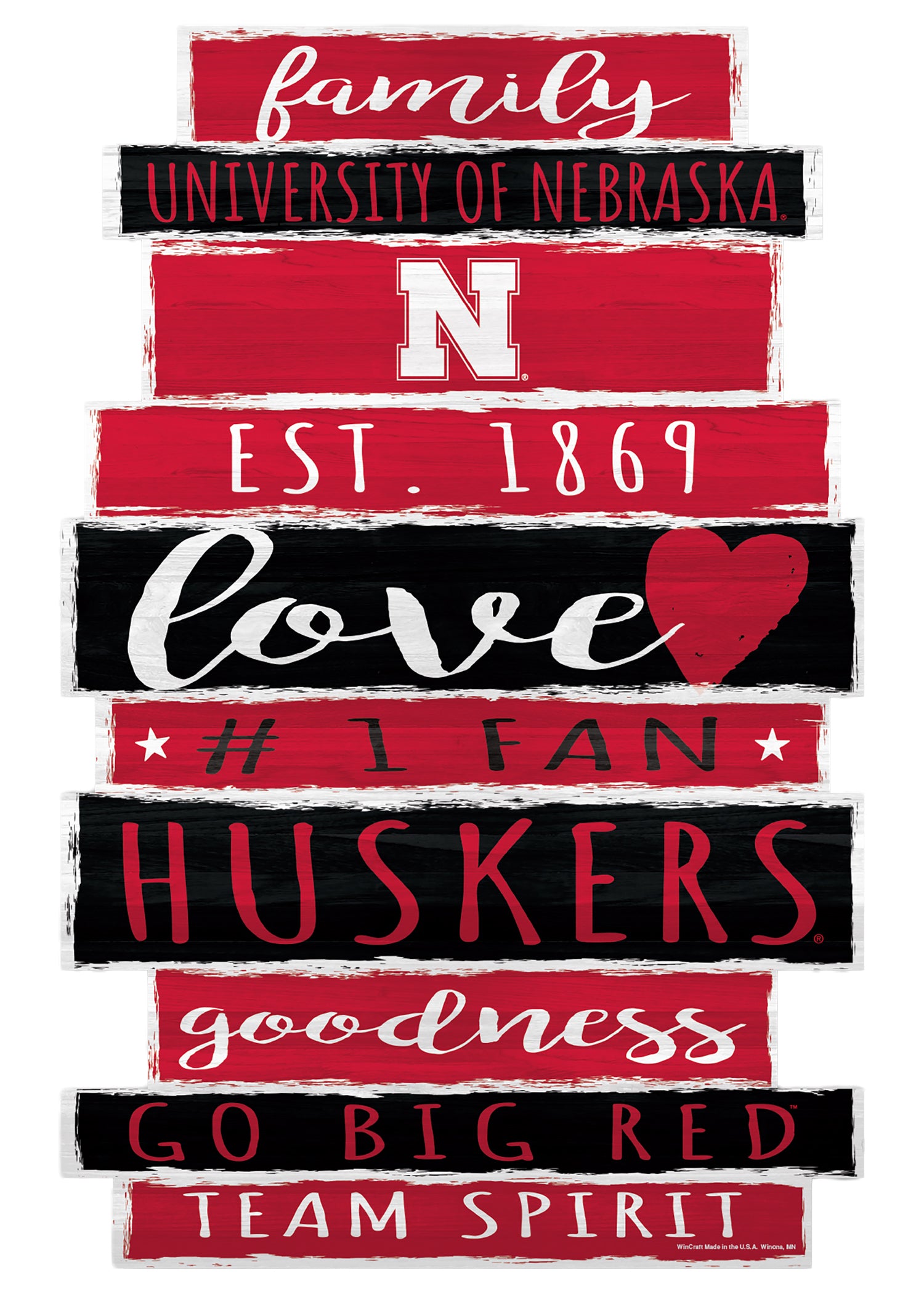 Husker Family Wooden 24in Wall Sign  - Nebraska Cornhuskers