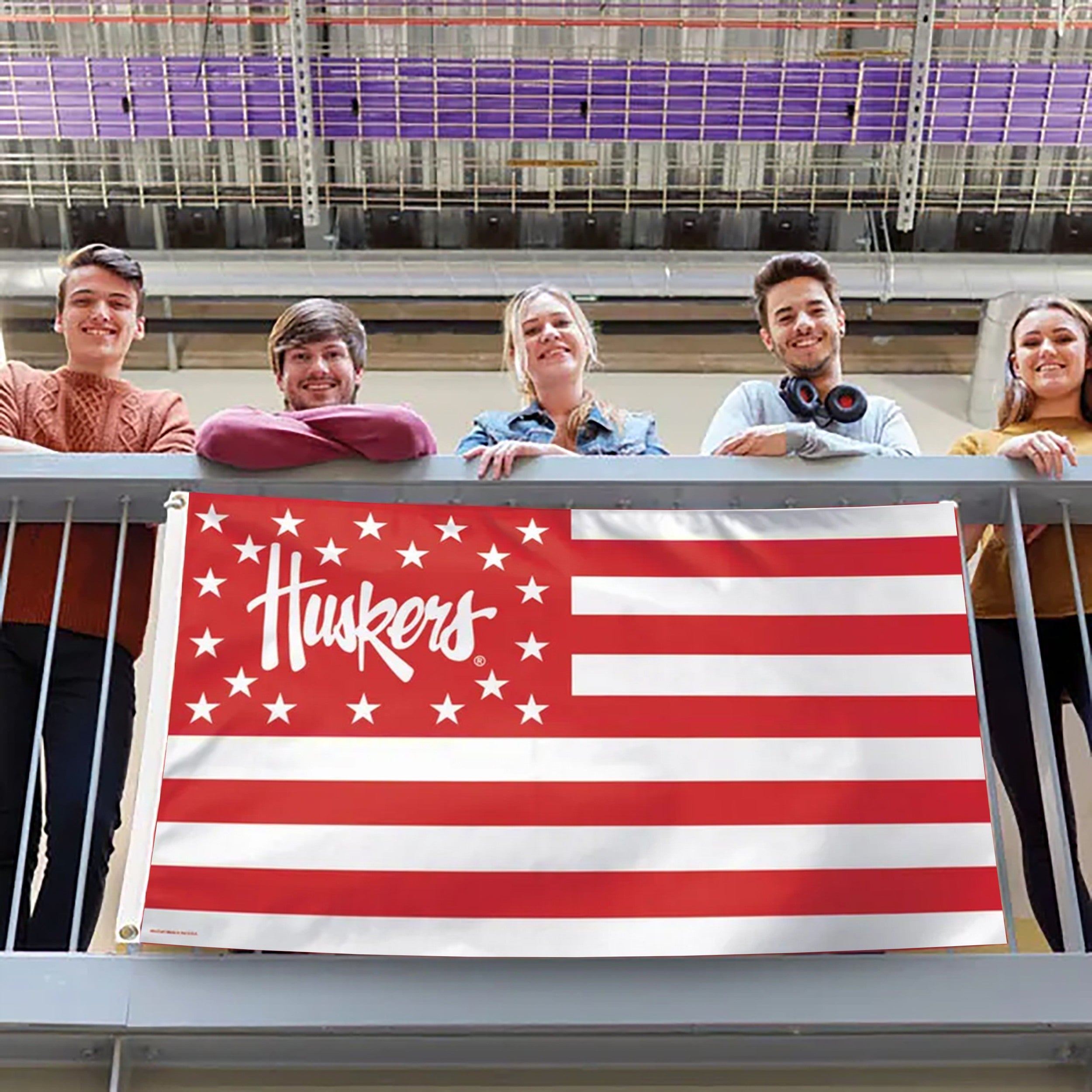 Huskers American Flag - Deluxe Flag Single Sided Silk Screened 3ft x 5ft Nebraska Cornhuskers