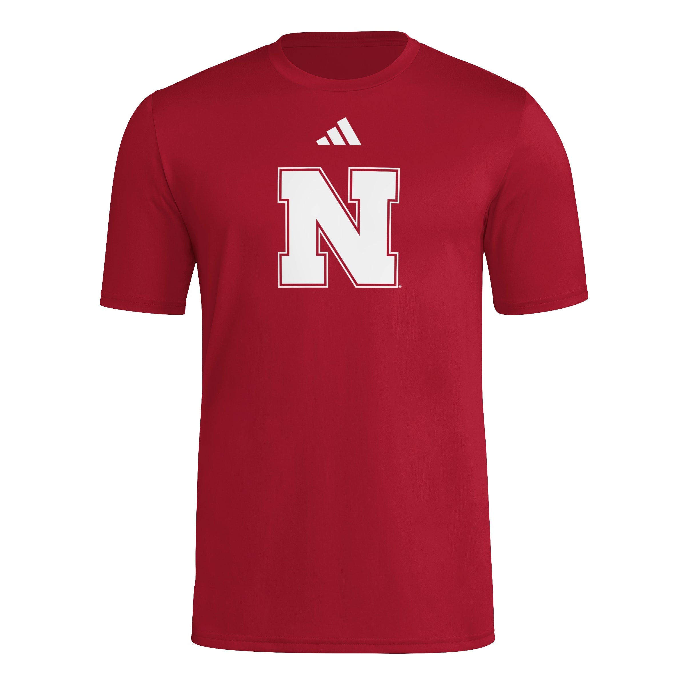 Red Adidas Men's Pregame Block N Short Sleeve Tee - Nebraska Cornhuskers