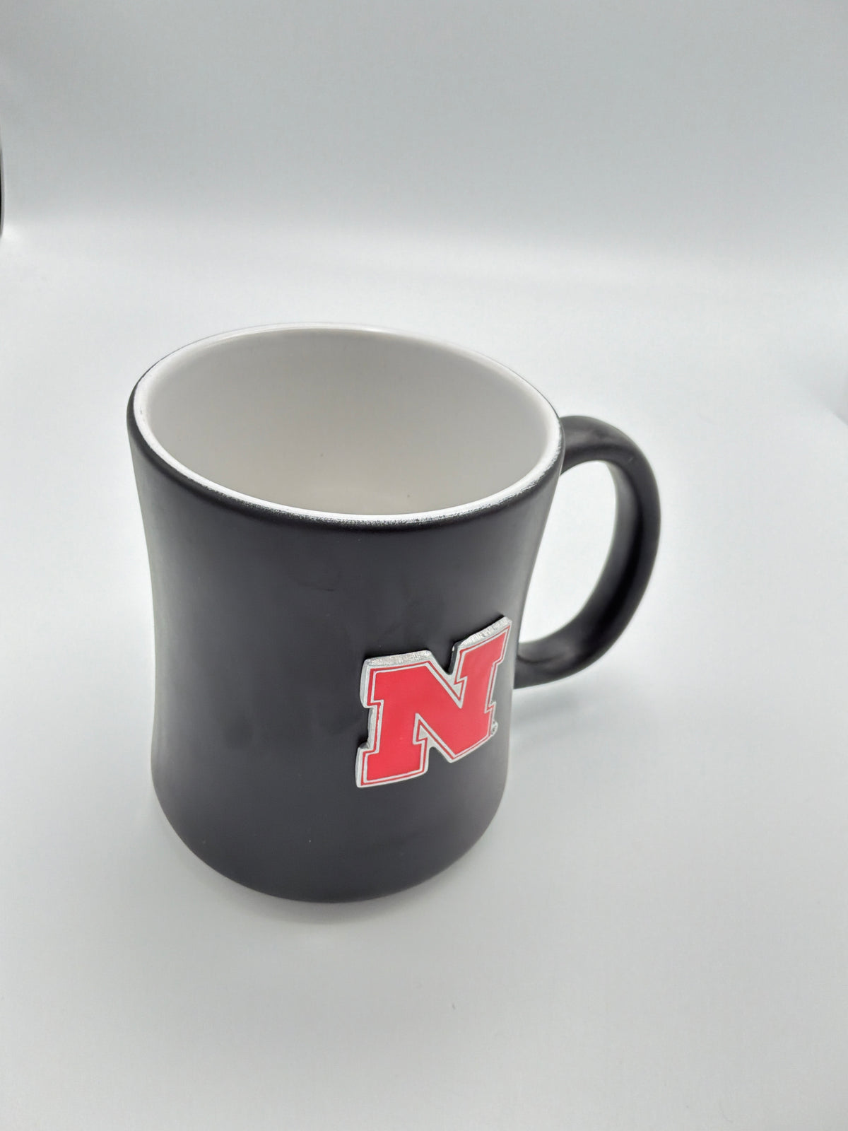 Large Handle Ceramic Mug with Metal Emblem Nebraska Cornhuskers