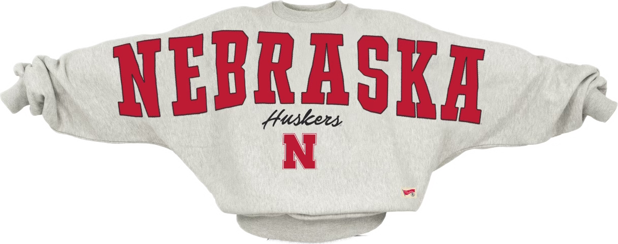 PRESSBOX NEBRASKA CORNHUSKERS WOMENS FLANNIGAN CREW SWEATSHIRT
