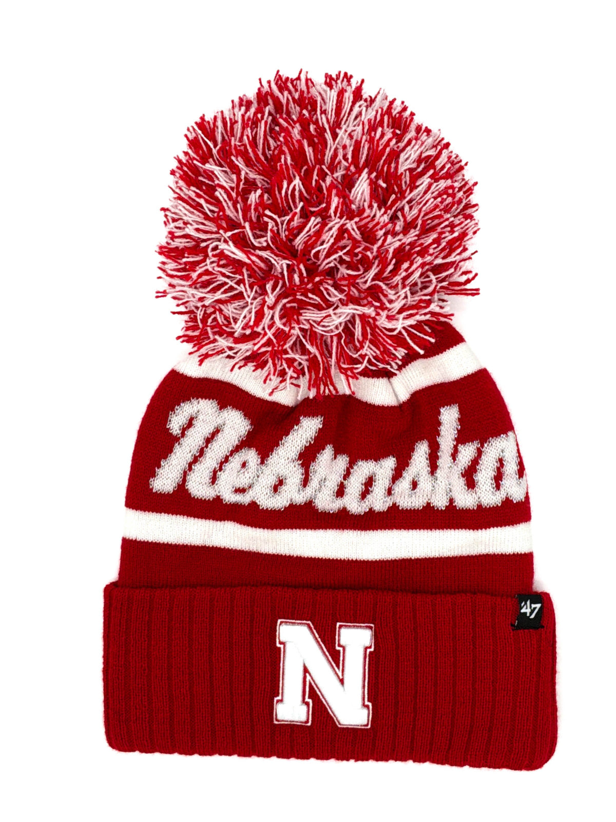 Glitter Cuffed Pom Beanie Nebraska Cornhuskers