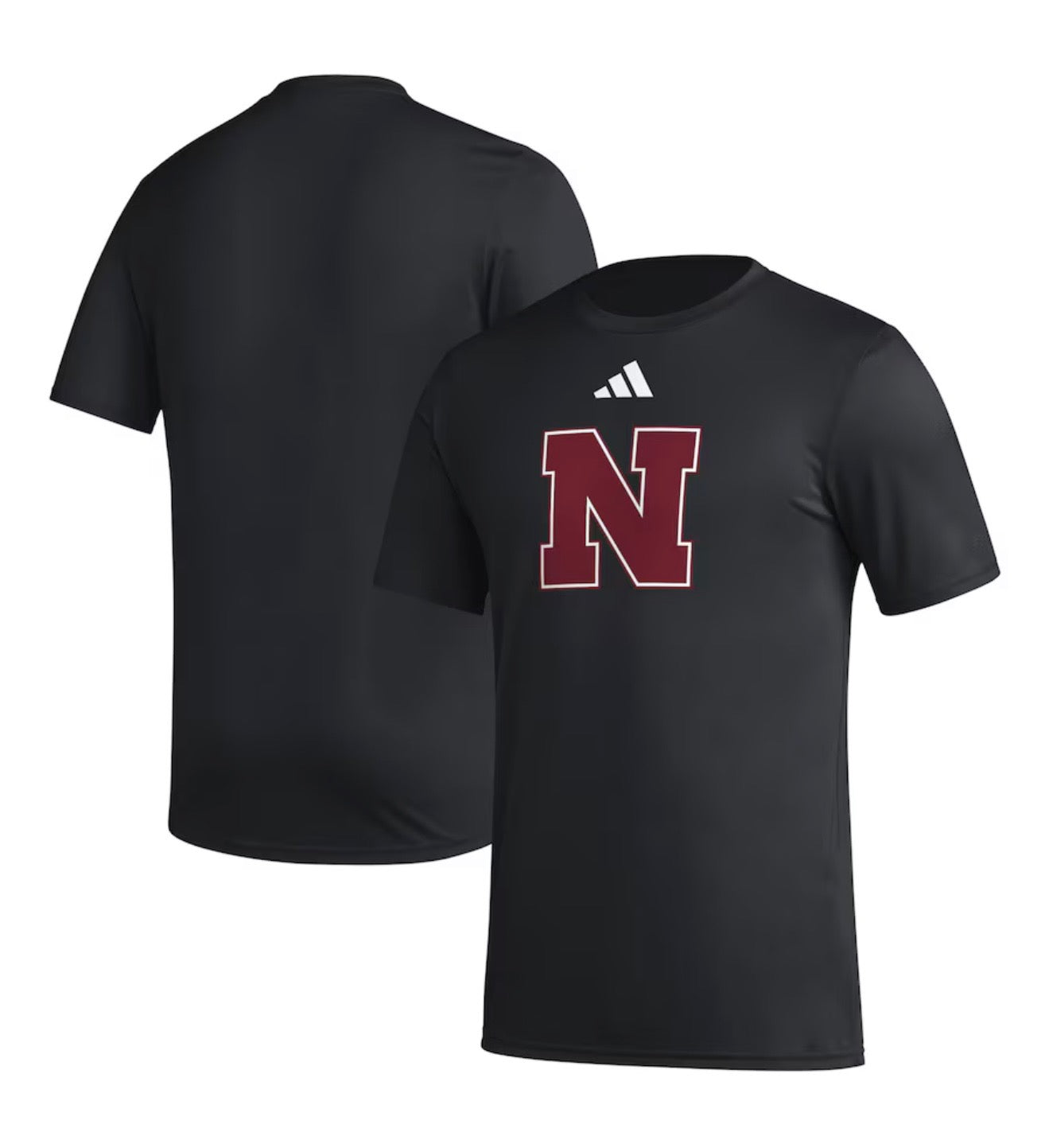 Nebraska Huskers Adidas Black Performance Tee Block N