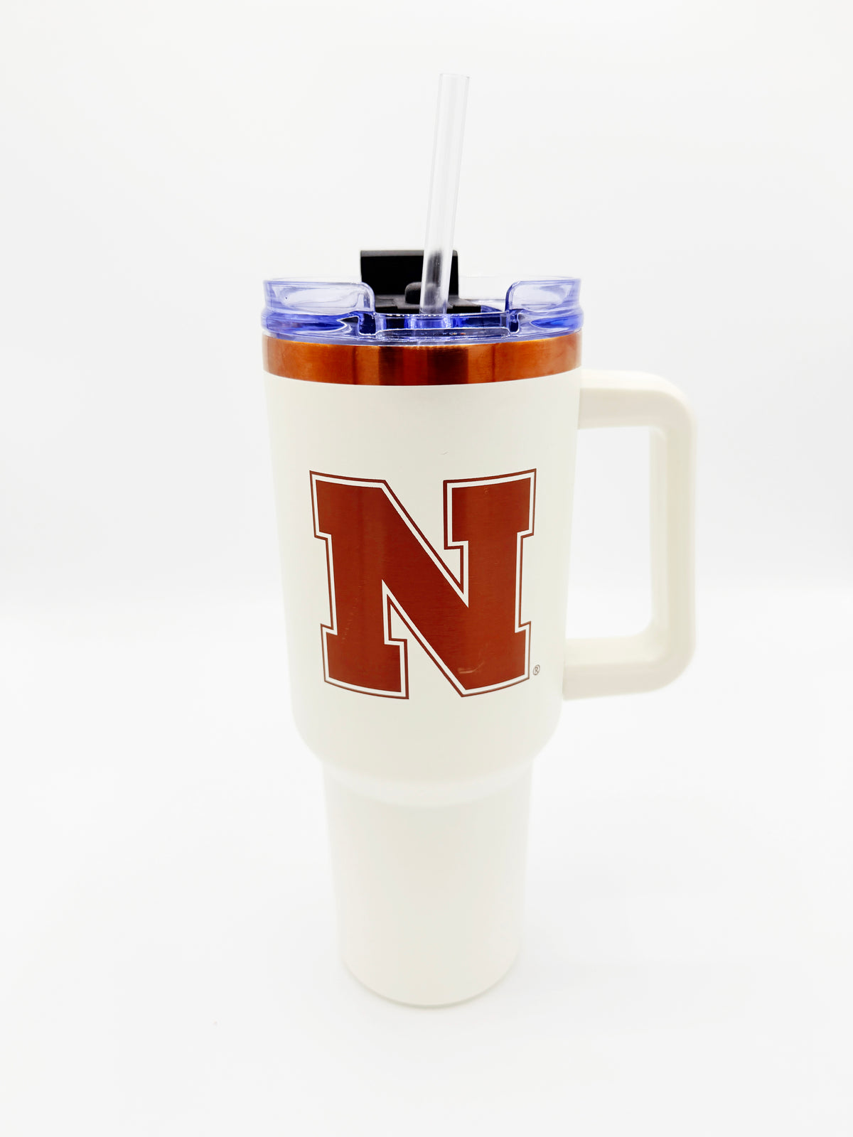 Rose Gold and Cream Handled Tumbler - Nebraska Cornhuskers