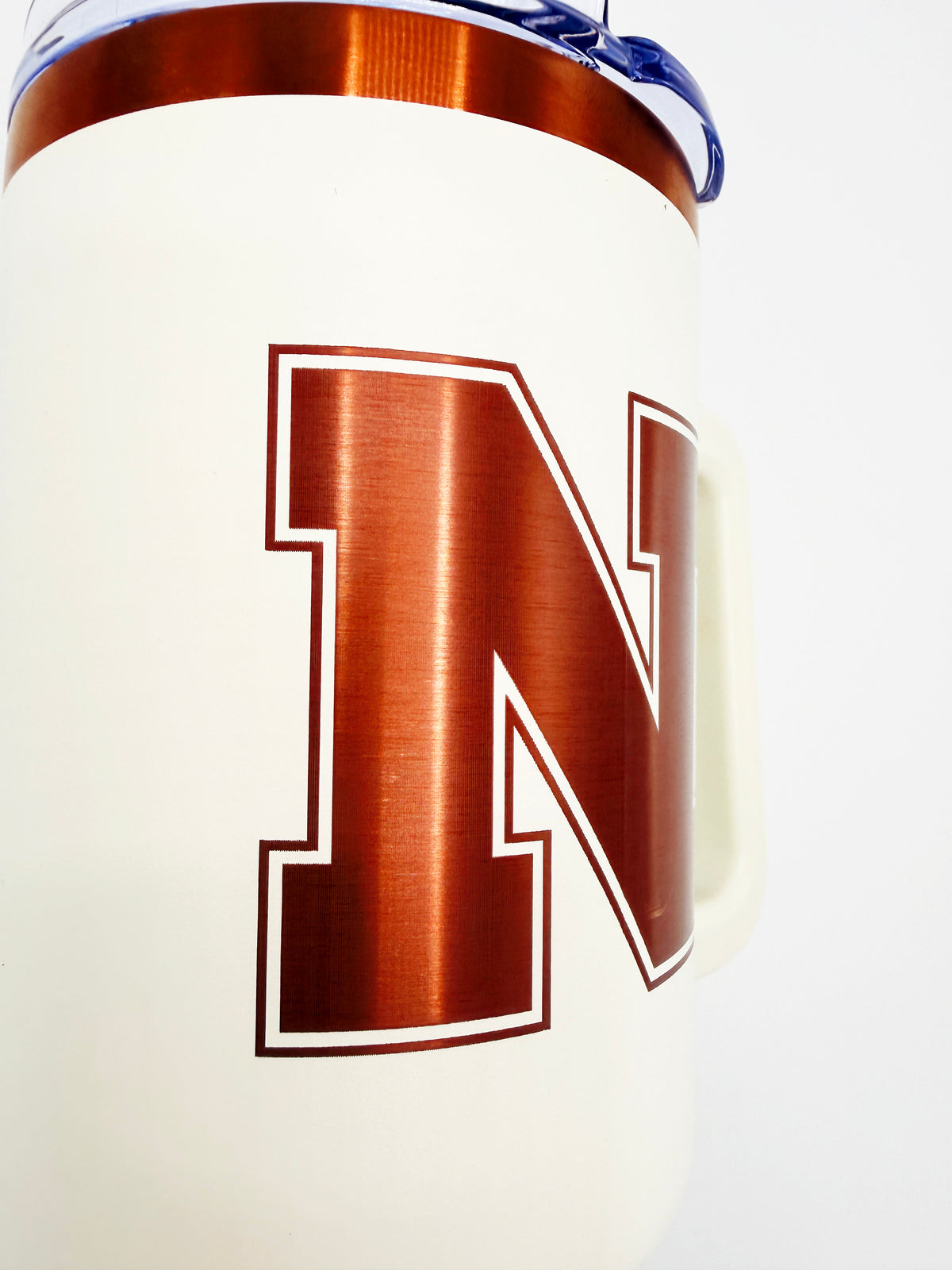 Rose Gold and Cream Handled Tumbler - Nebraska Cornhuskers