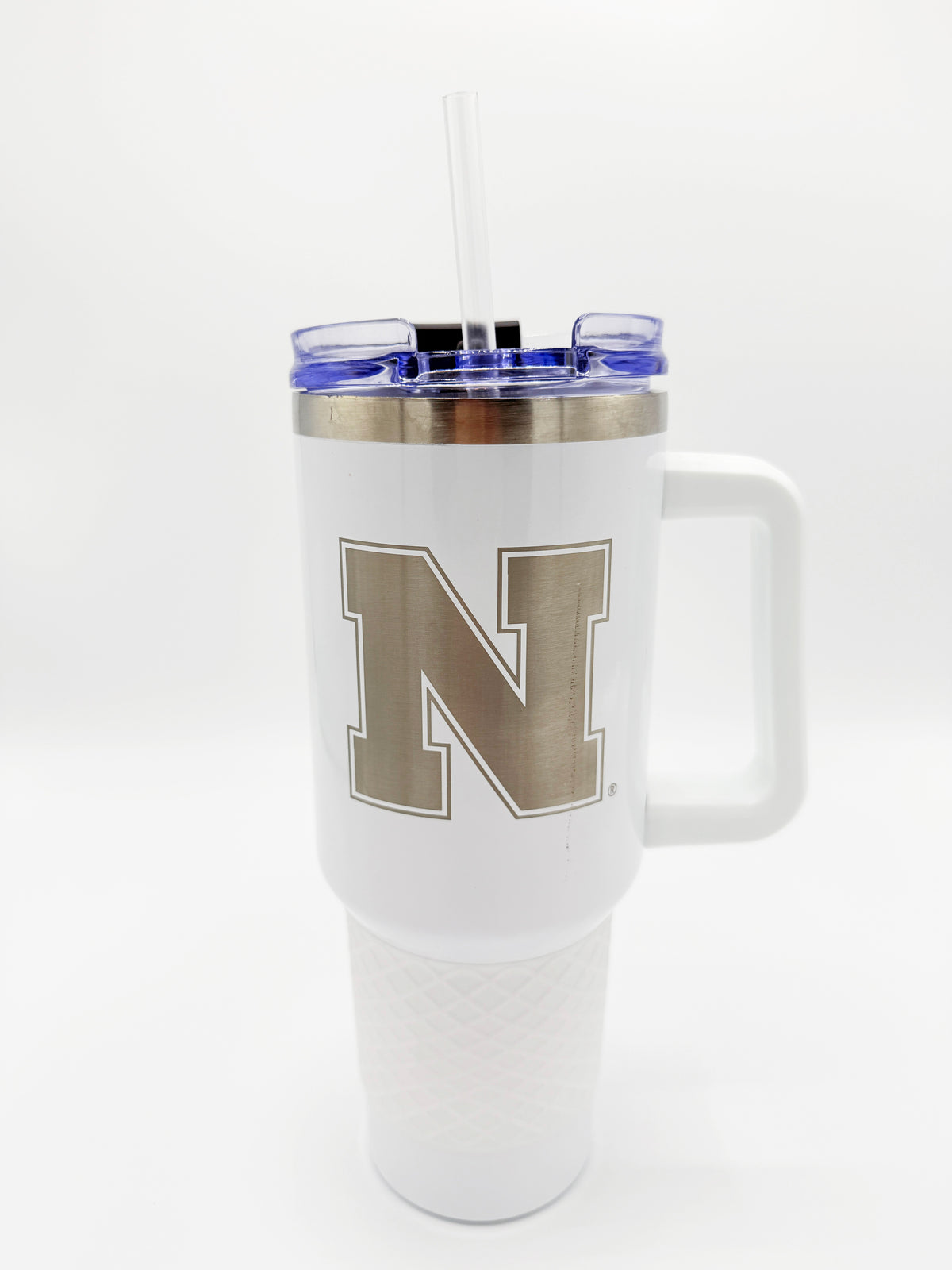Silicone Grip White Handled Tumbler - Nebraska Cornhuskers