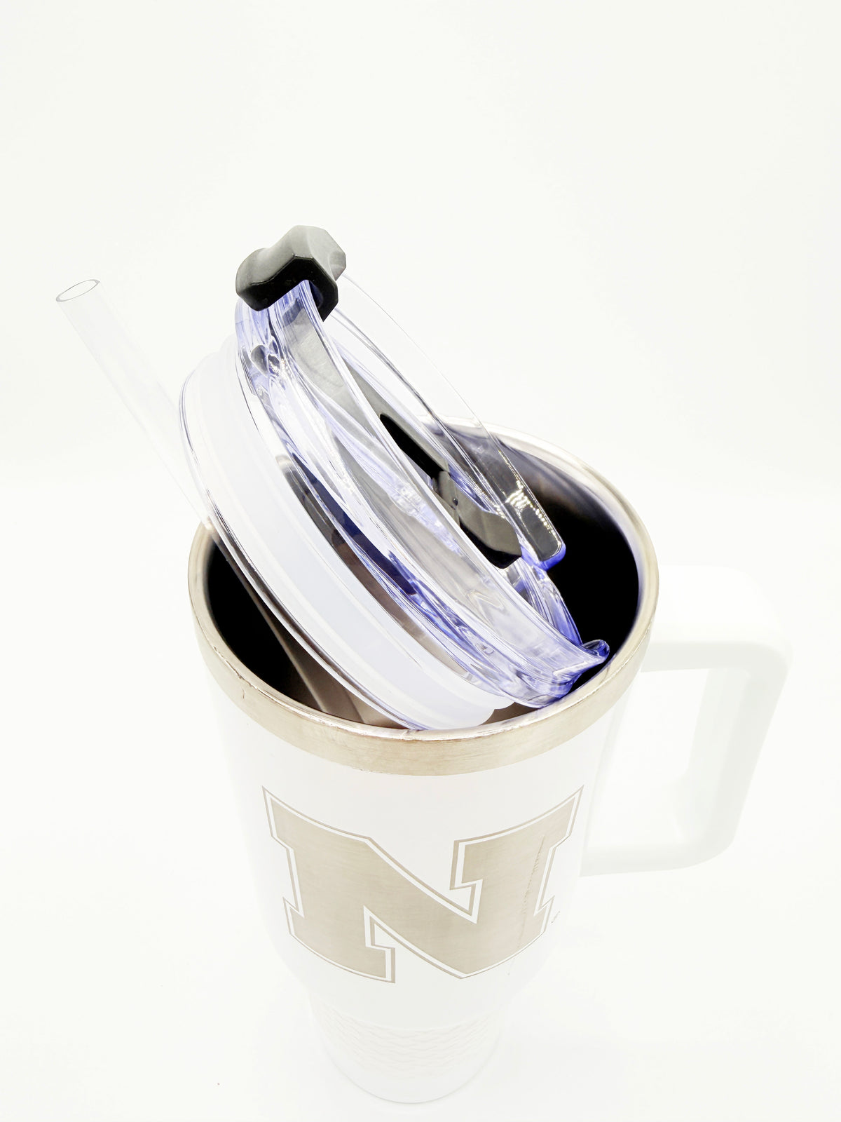 Silicone Grip White Handled Tumbler - Nebraska Cornhuskers
