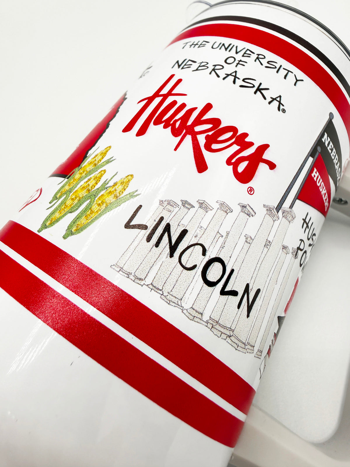 Magnolia Lane Doodle Collage Handled Tumbler - Nebraska Cornhuskers