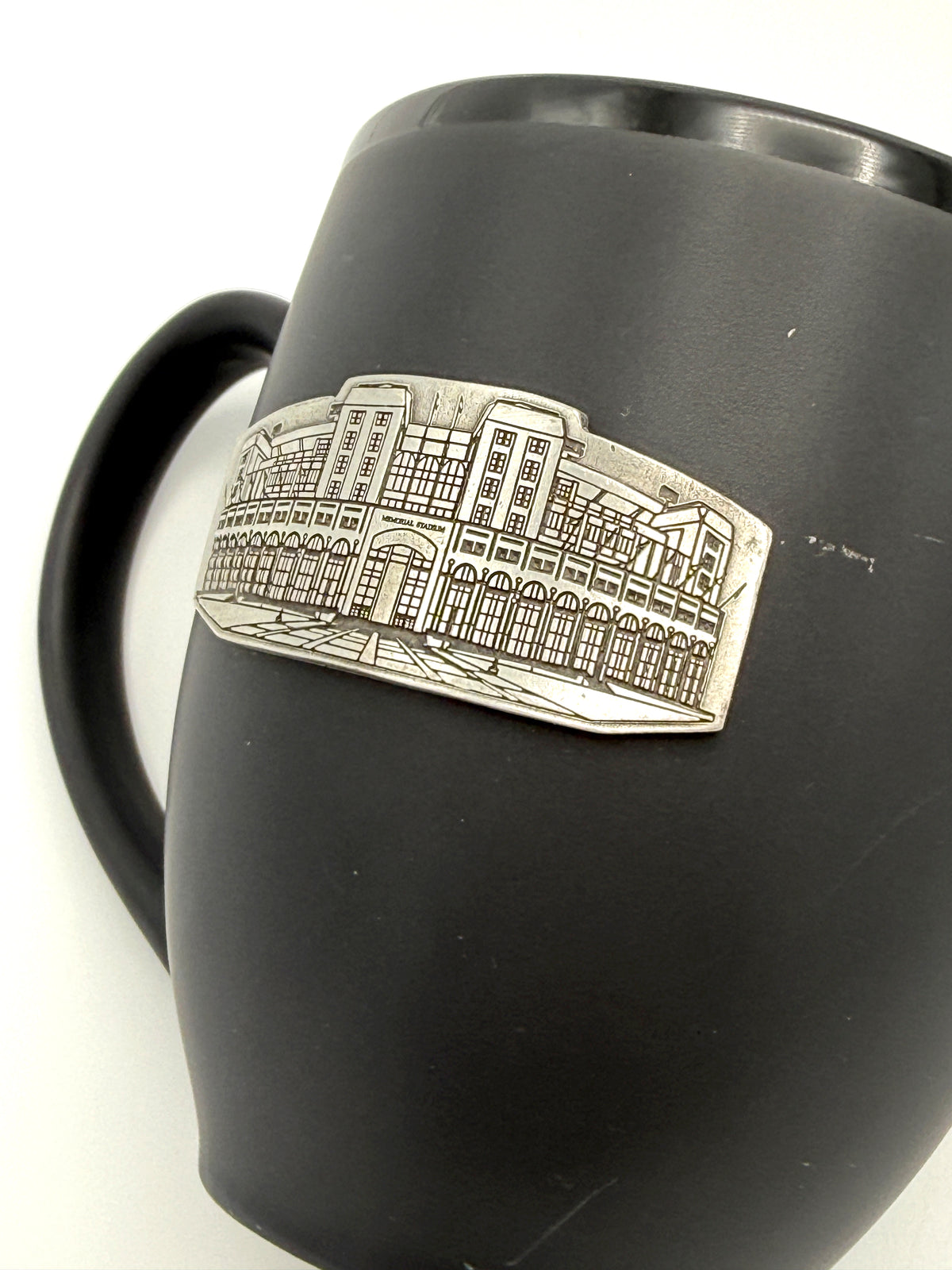 Memorial Stadium Mug with Metal Emblem Nebraska Cornhuskers