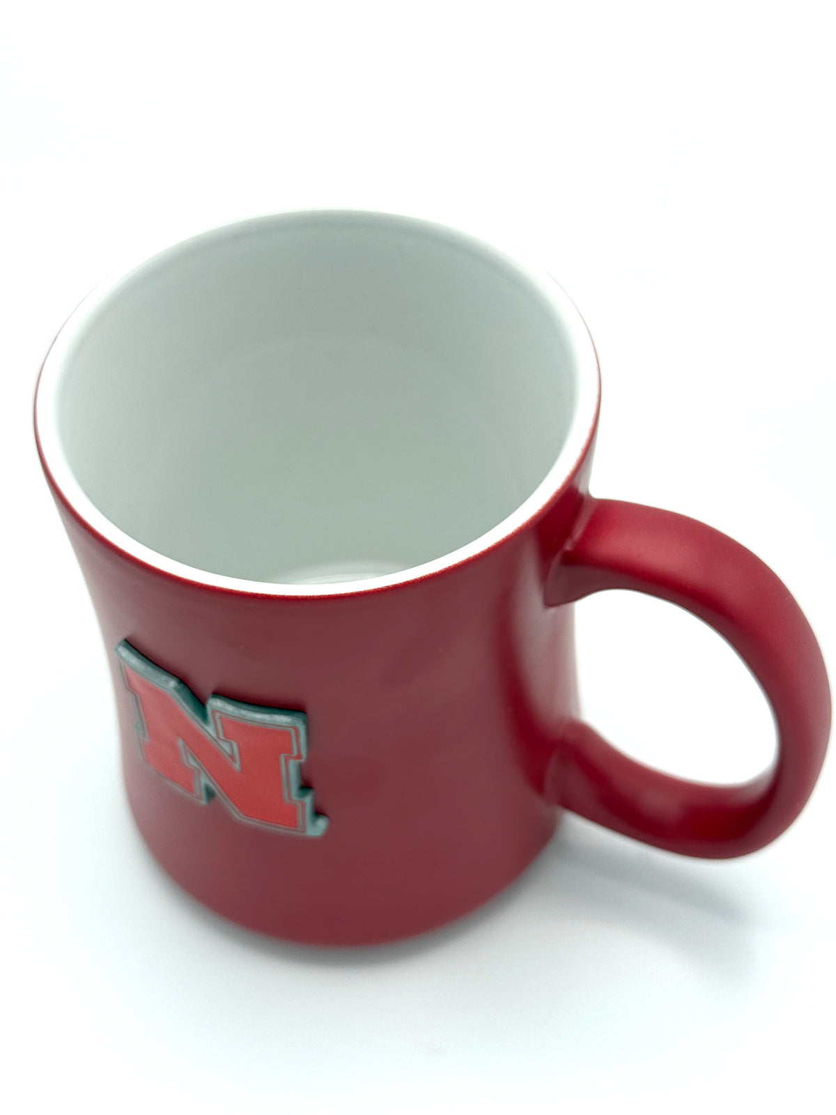 Large Handle Ceramic Mug with Metal Emblem Nebraska Cornhuskers