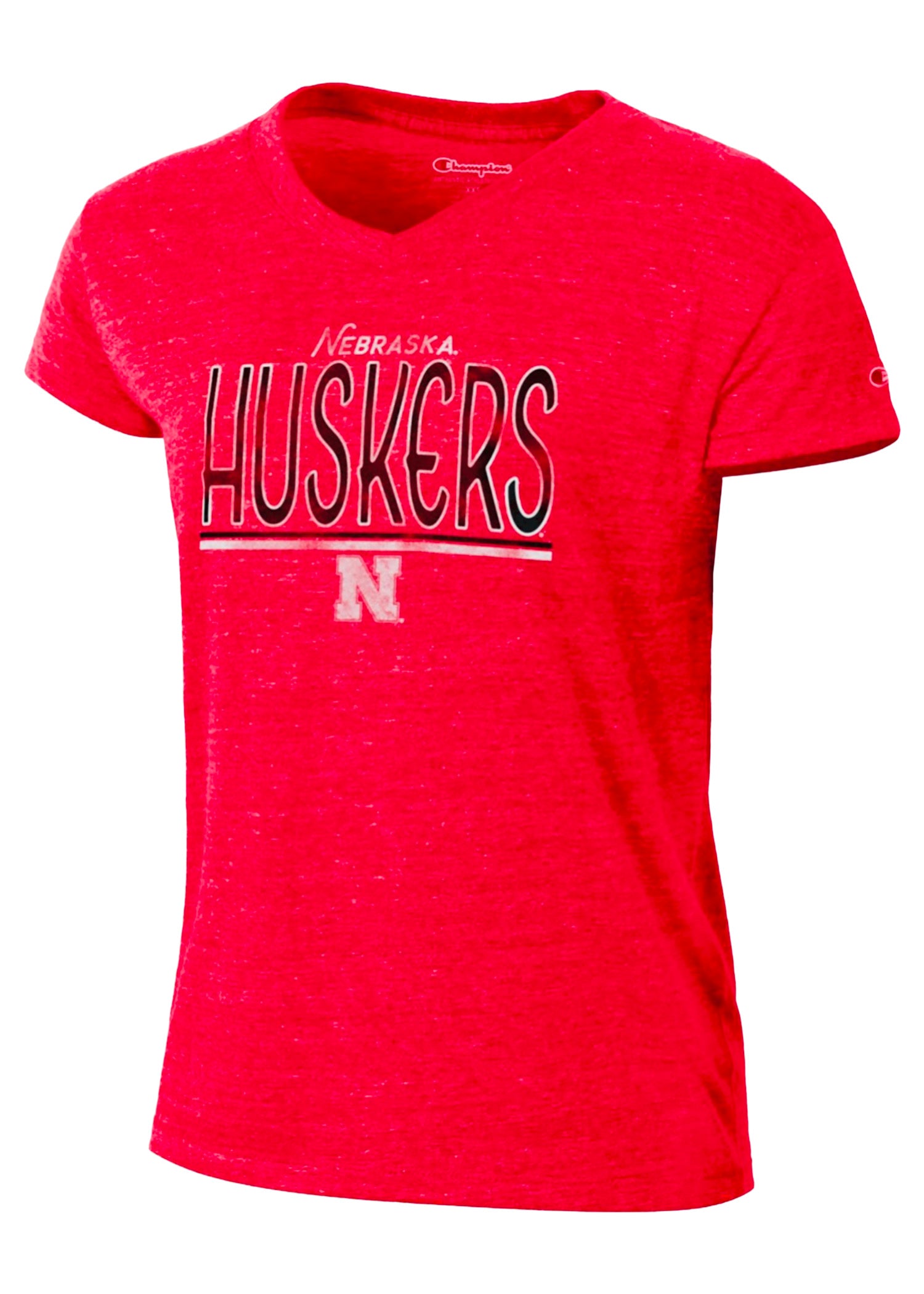 Stacked Huskers V-Neck Tee