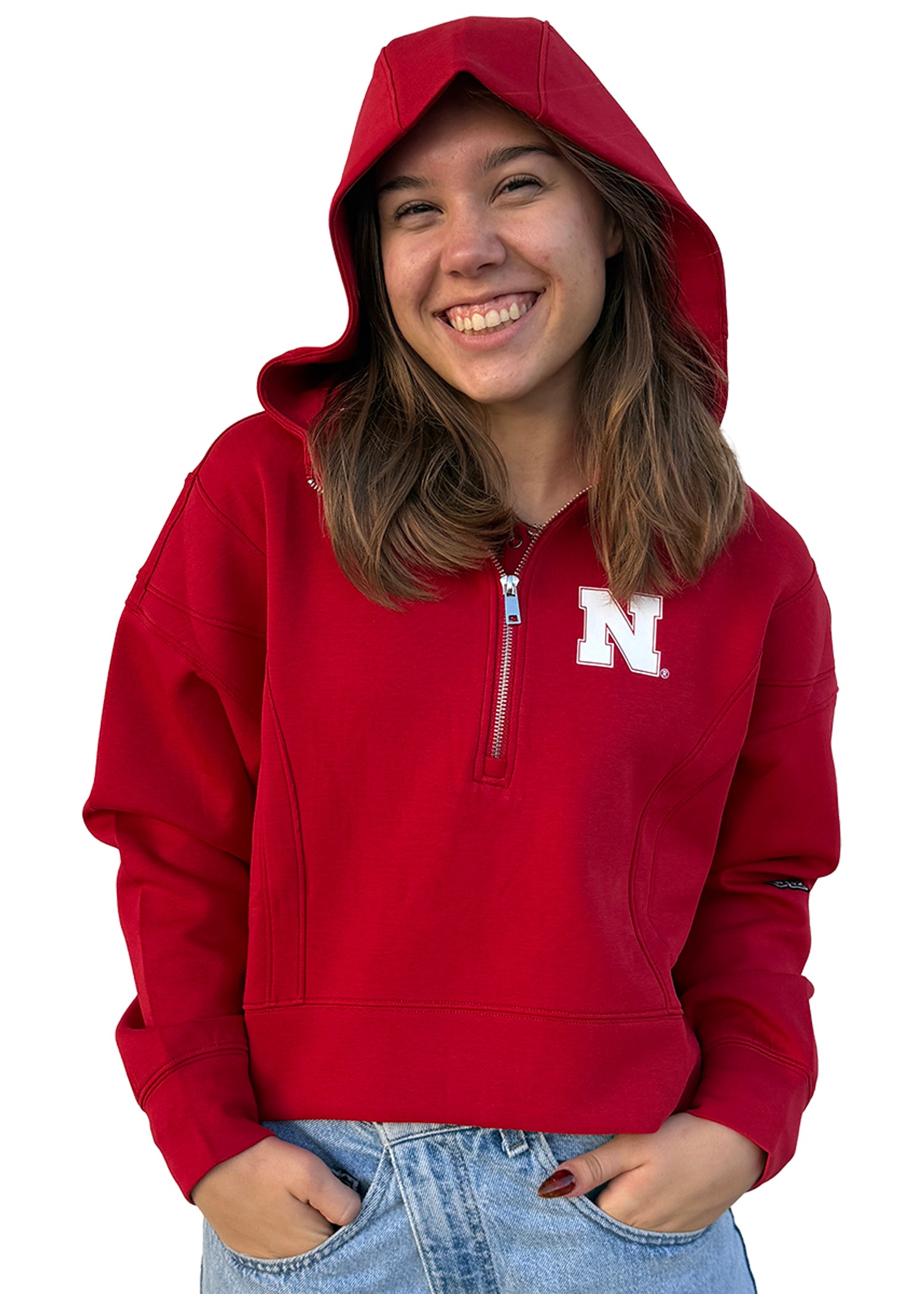 Nebraska Huskers Quarter-Zip Crop Hoodie