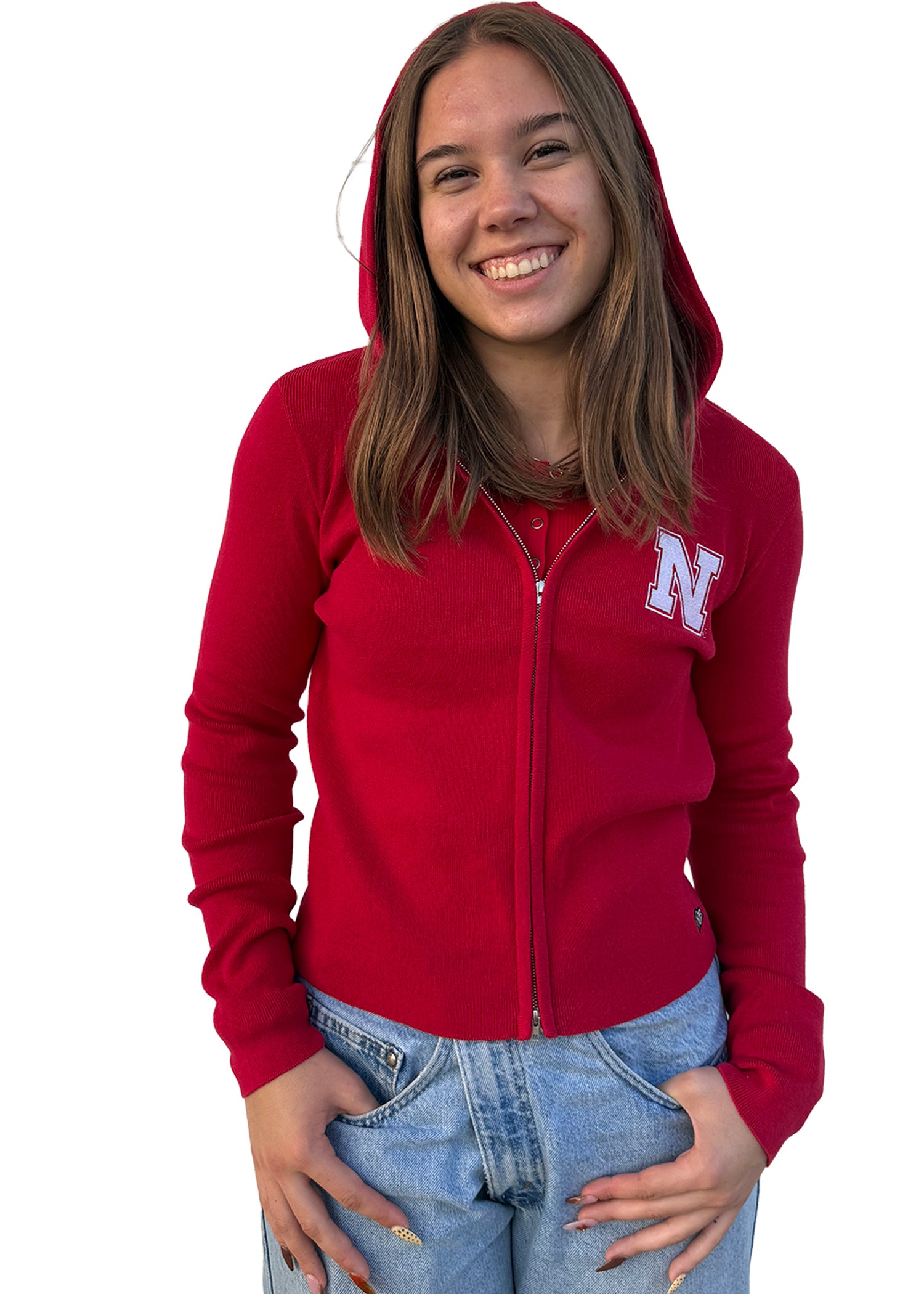 Nebraska Huskers Fitted Full-Zip Hoodie