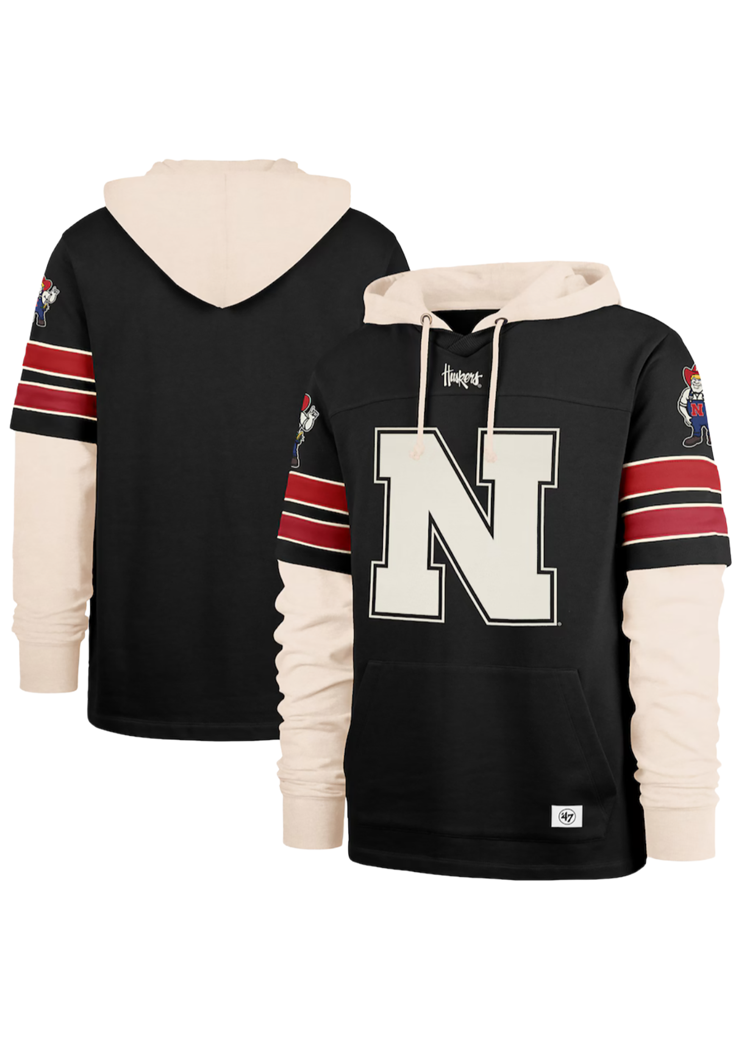Nebraska ’47 Black & Cream Varsity Hoodie