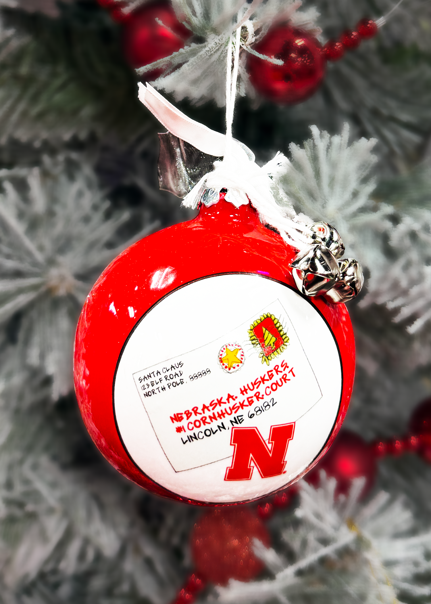 Nebraska Cornhuskers Magnolia Lane Postcard Sphere Ornament 3in