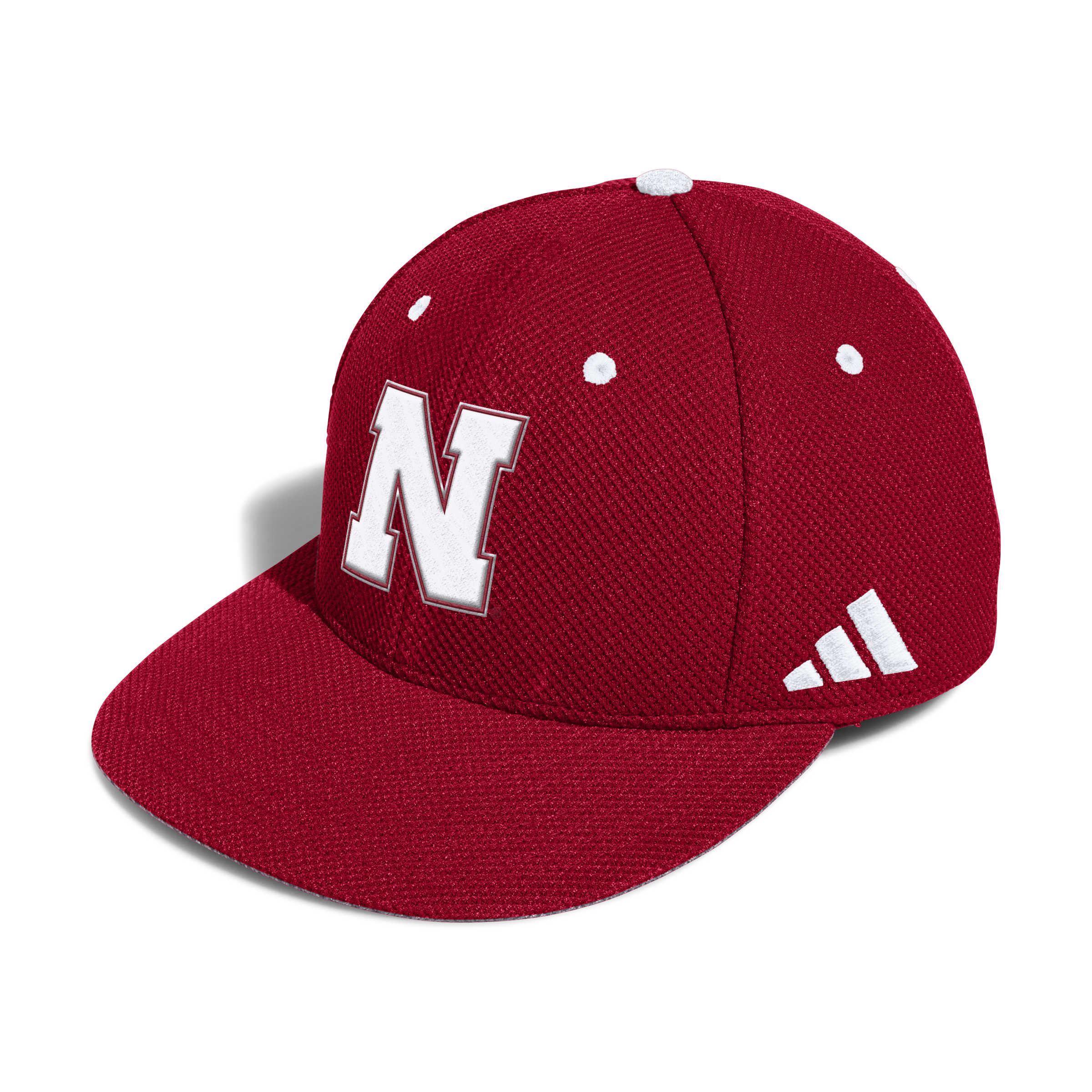 Red Adidas Fitted Mesh Backing Huskers Script Hat - Nebraska Cornhuskers