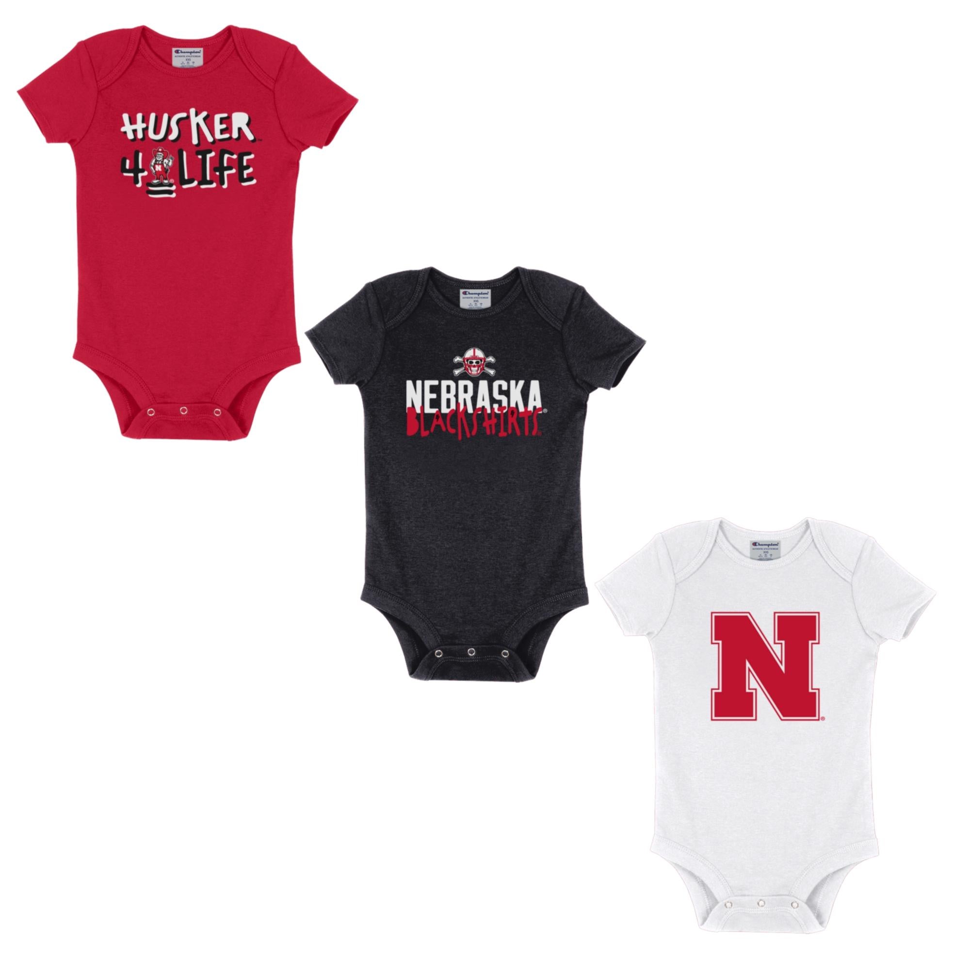 Infant 3-pack short-sleeve onesies, Block N Set - Nebraska Cornhuskers
