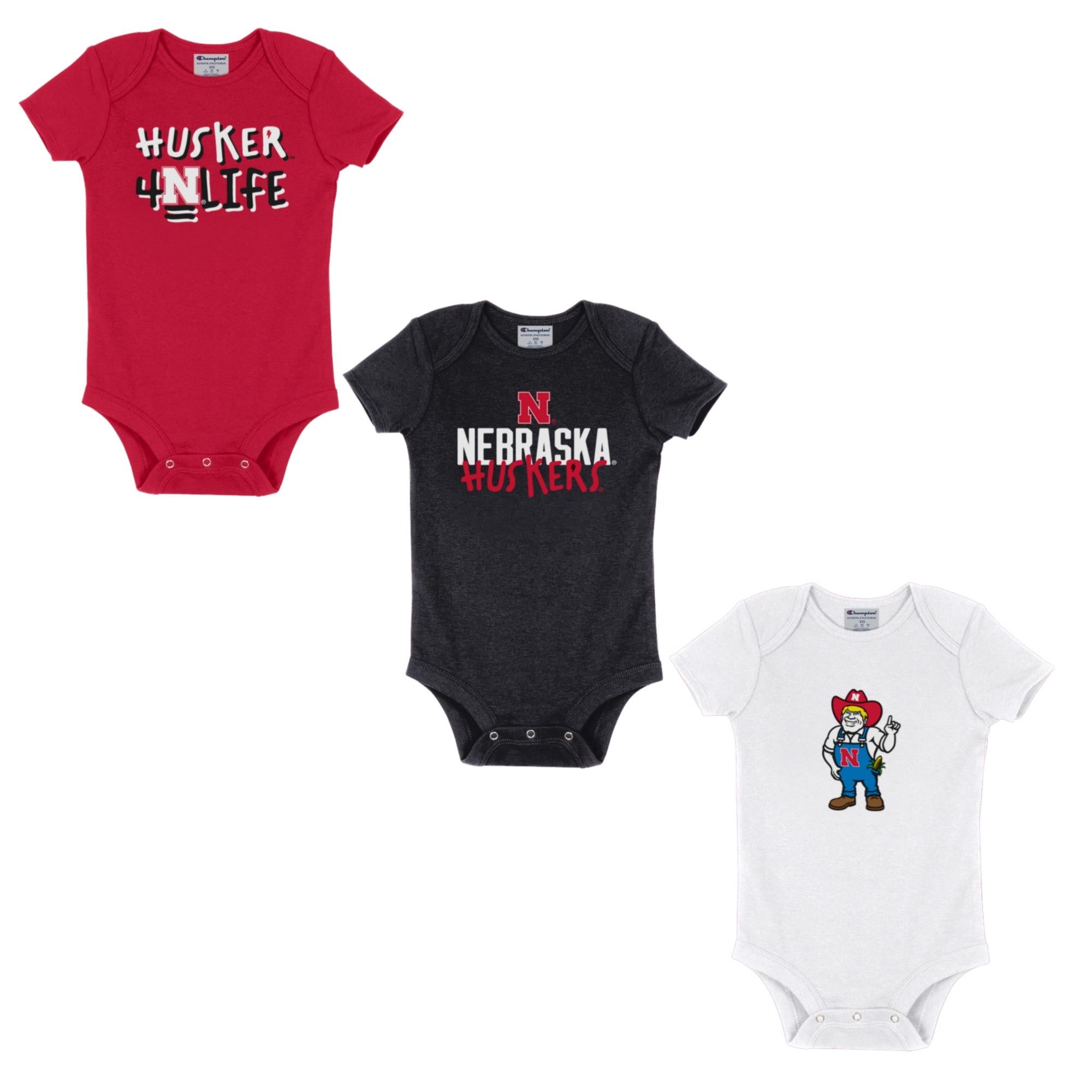 Infant 3-pack short-sleeve onesies, Herbie Set - Nebraska Cornhuskers