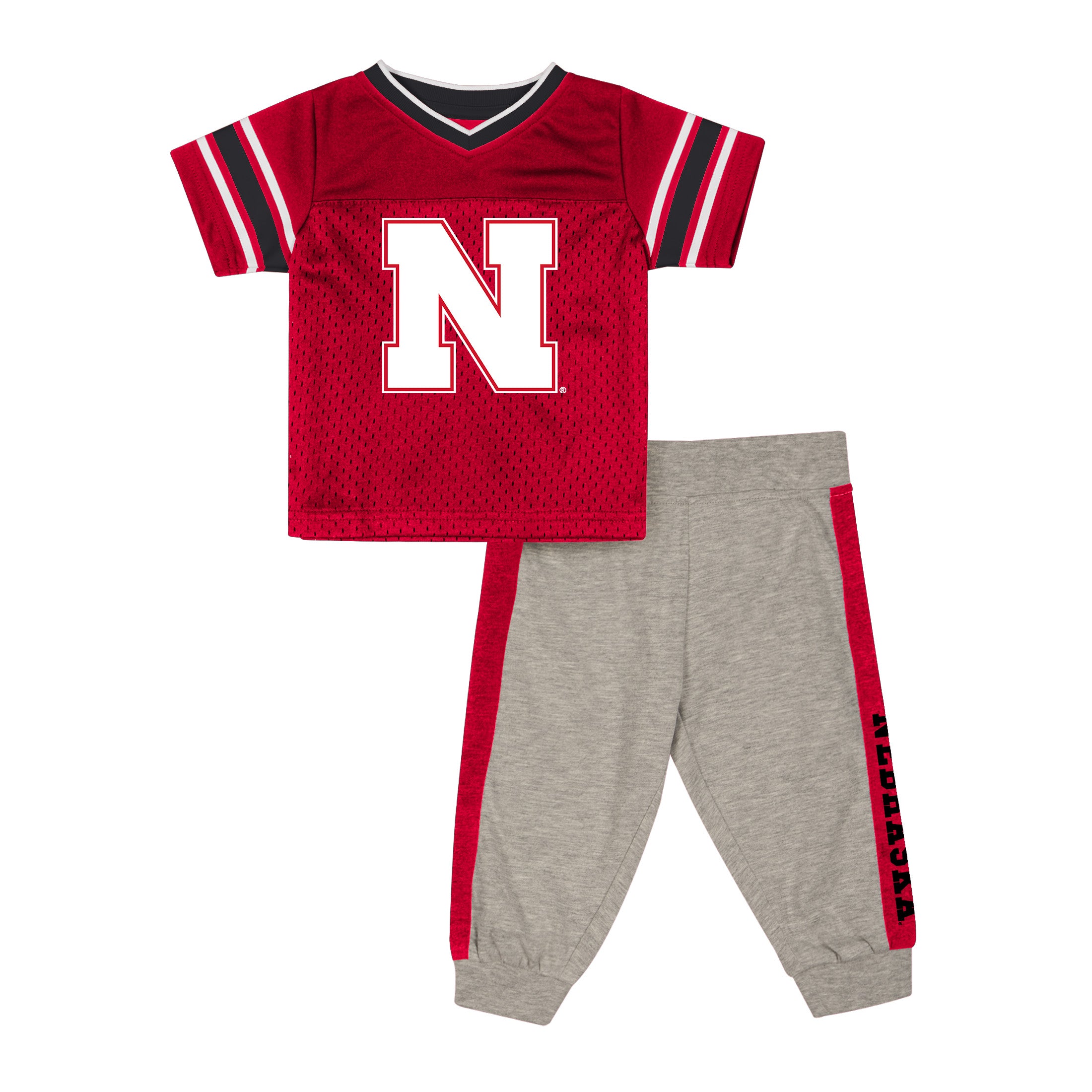 Infant All Day Football Set in Red and Gray - Nebraska Cornhuskers