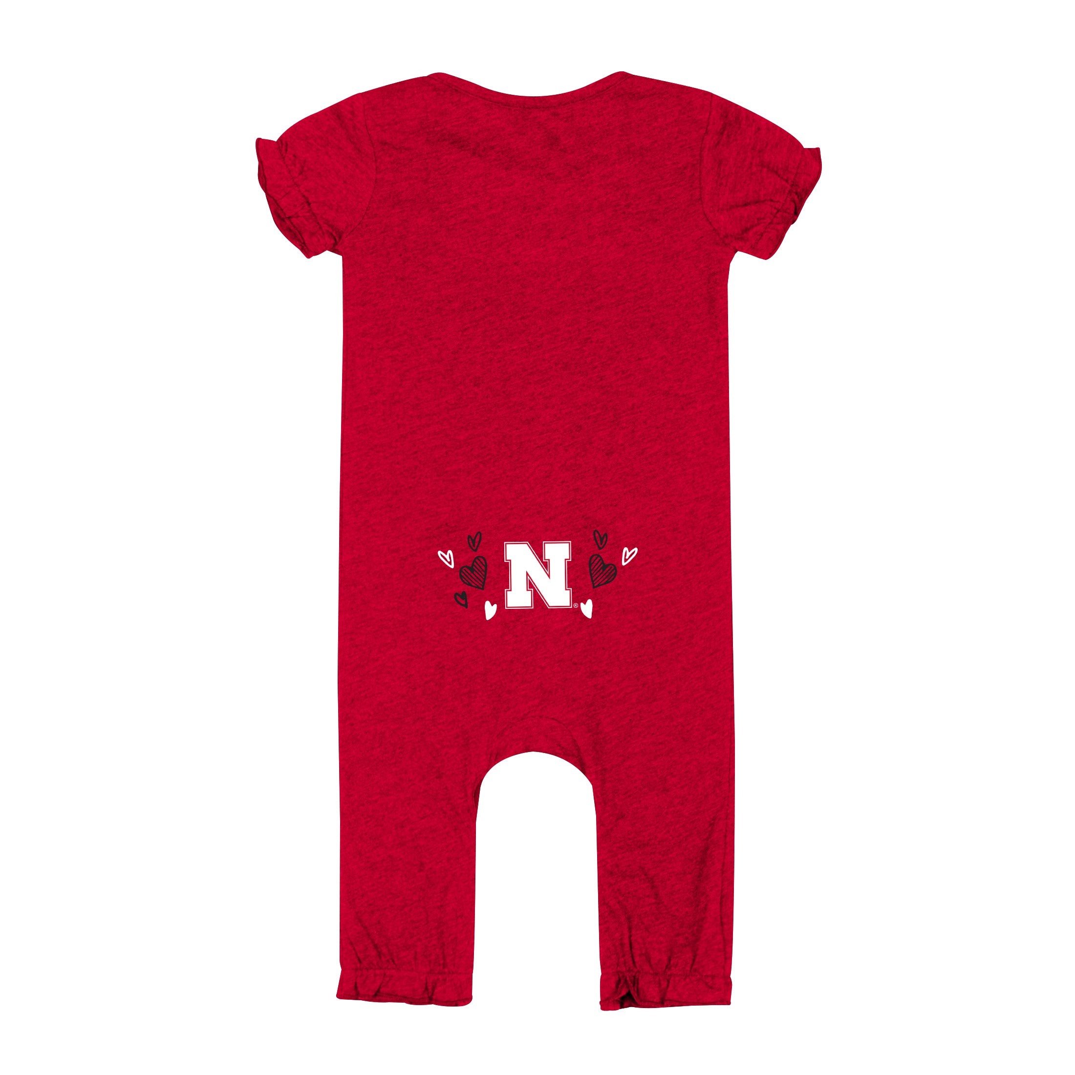 Infant Pom Pom Romper in Red - Nebraska Cornhuskers