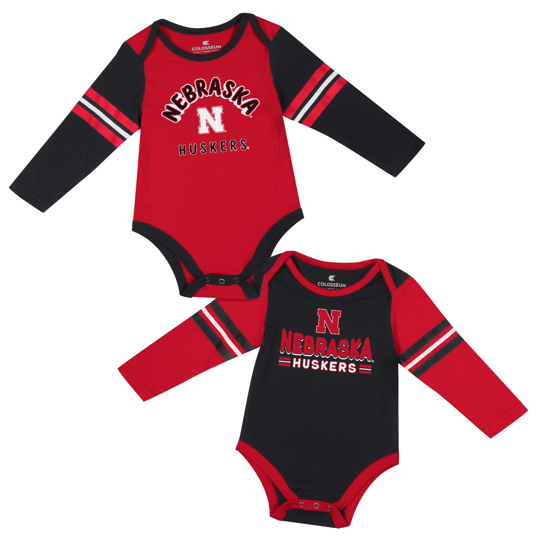 Infant Snickers 2 Pack Onesie in Red and Black - Nebraska Cornhuskers