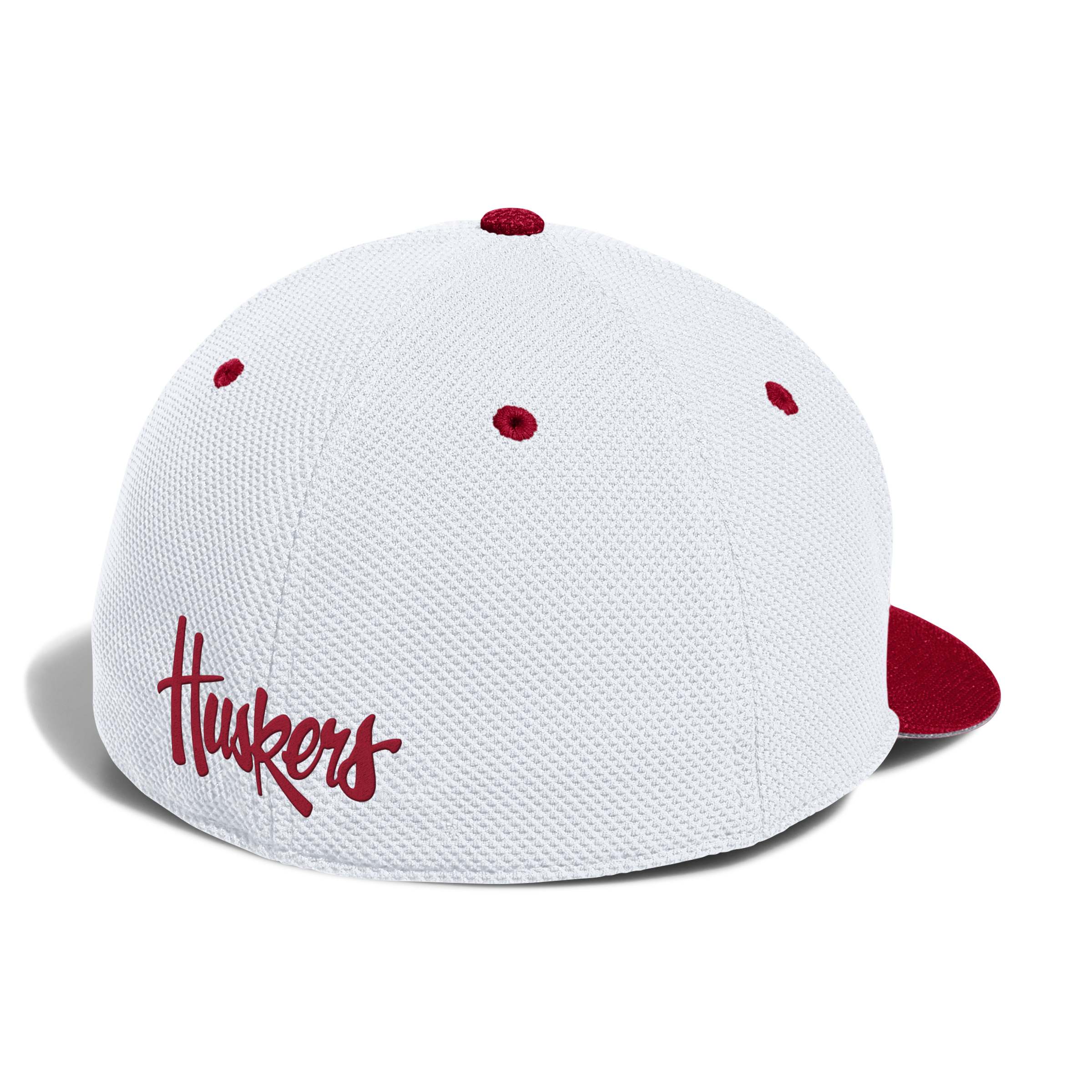 White Adidas Fitted Mesh Backing Hat - Nebraska Cornhuskers