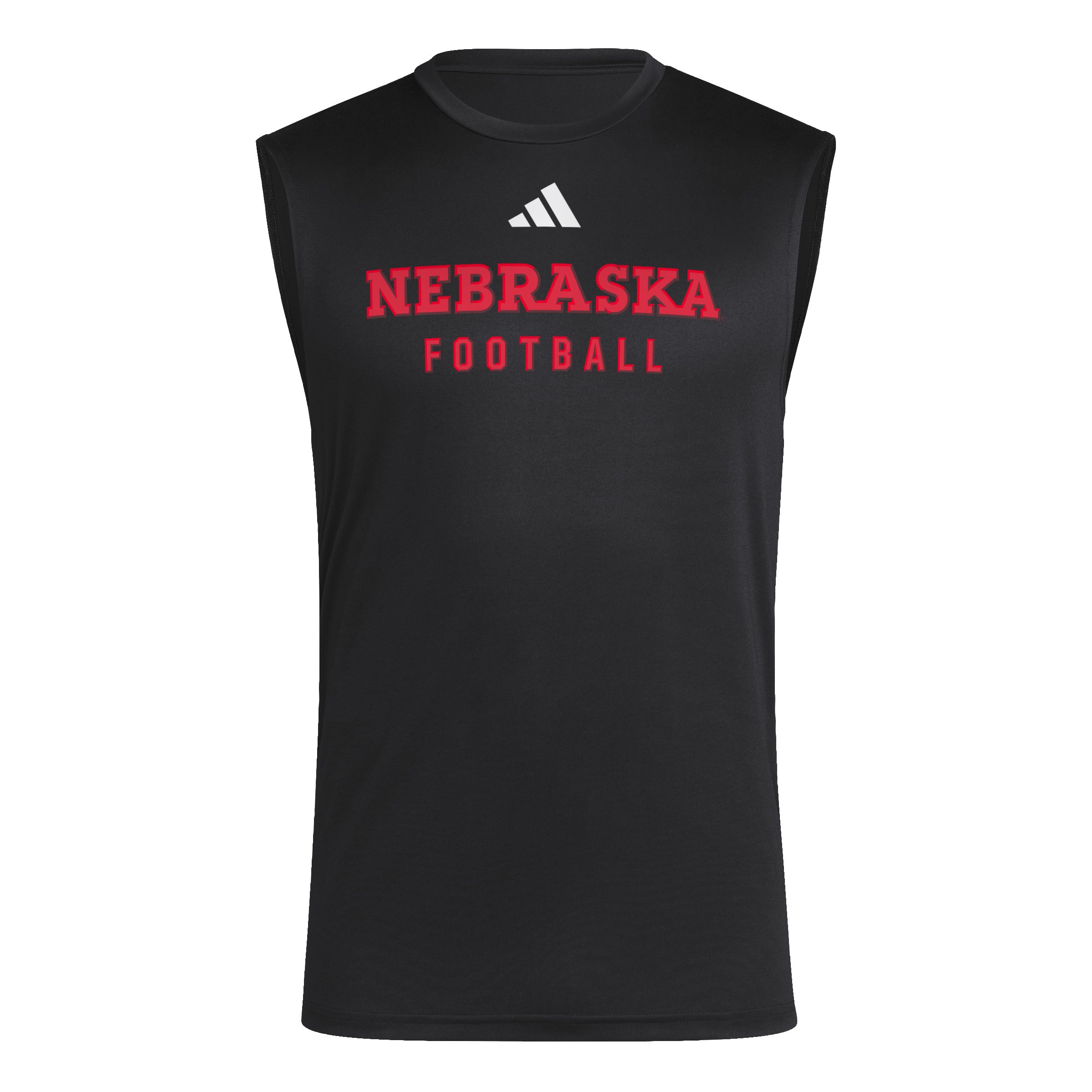 Black Adidas Men's Pregame Football Sleeveless Tee - Nebraska Cornhuskers