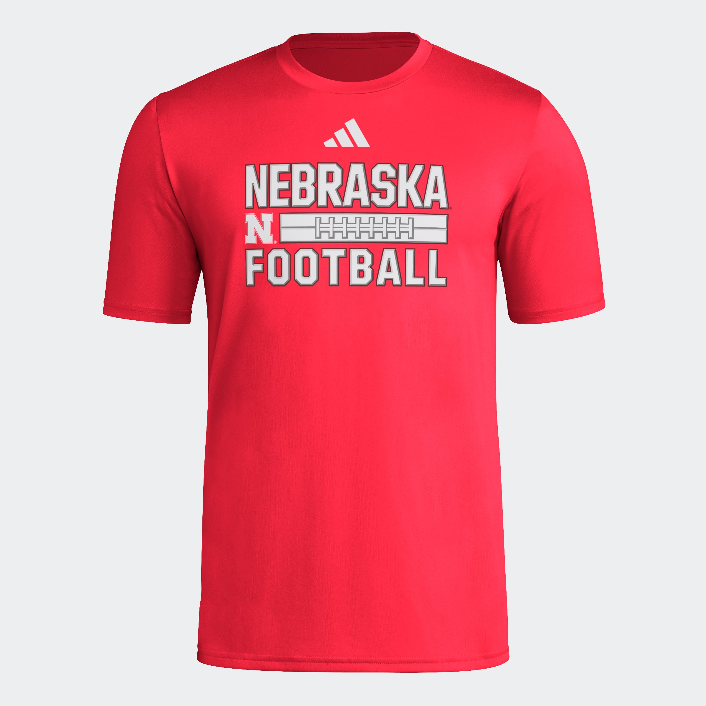 Nebraska Huskers Adidas Pregame Red Laces Out Graphic Tee Short Sleeve