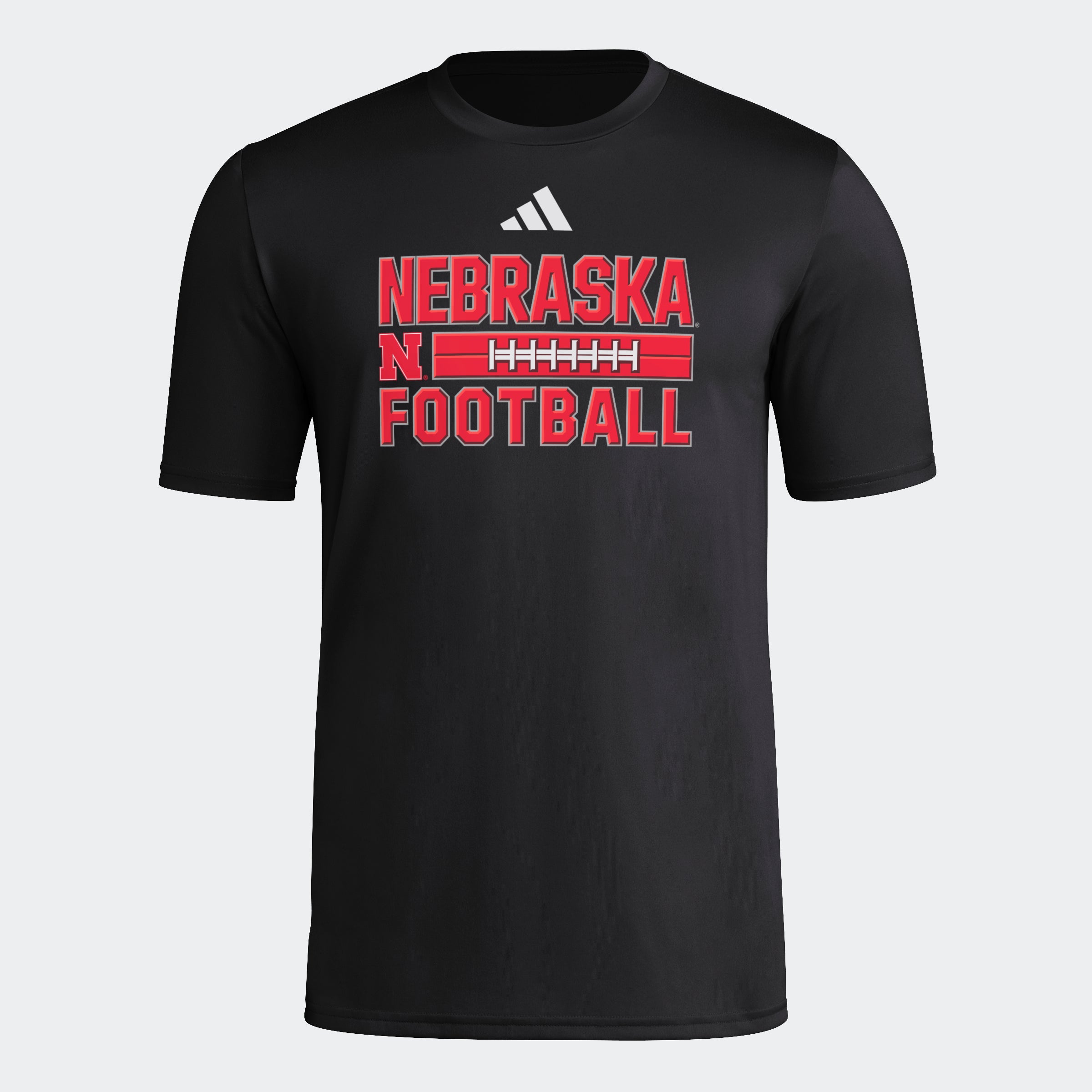 Nebraska Huskers Adidas Pregame Black Laces Out Graphic Tee Short Sleeve
