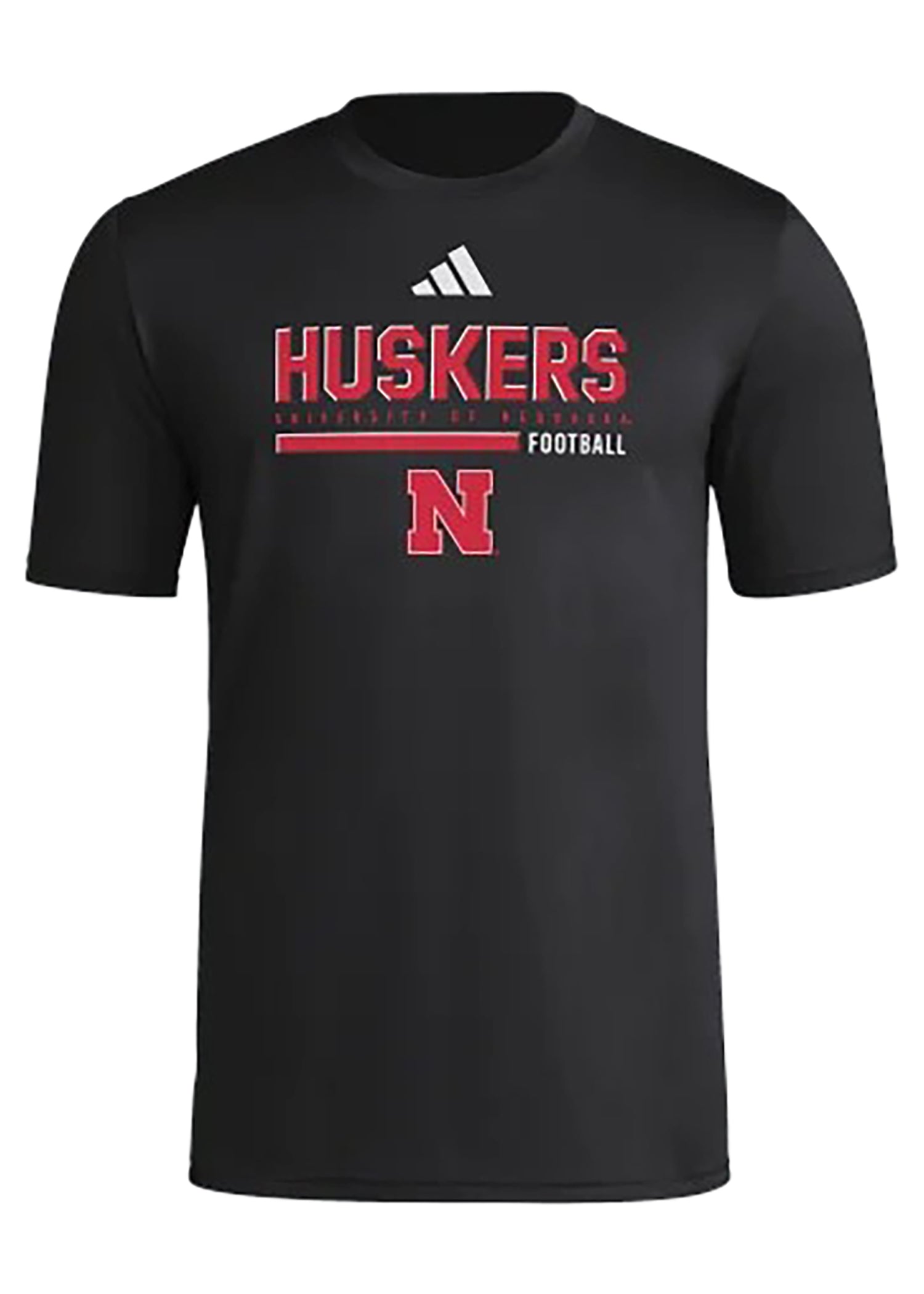 Nebraska Huskers adidas Black Performance Tee
