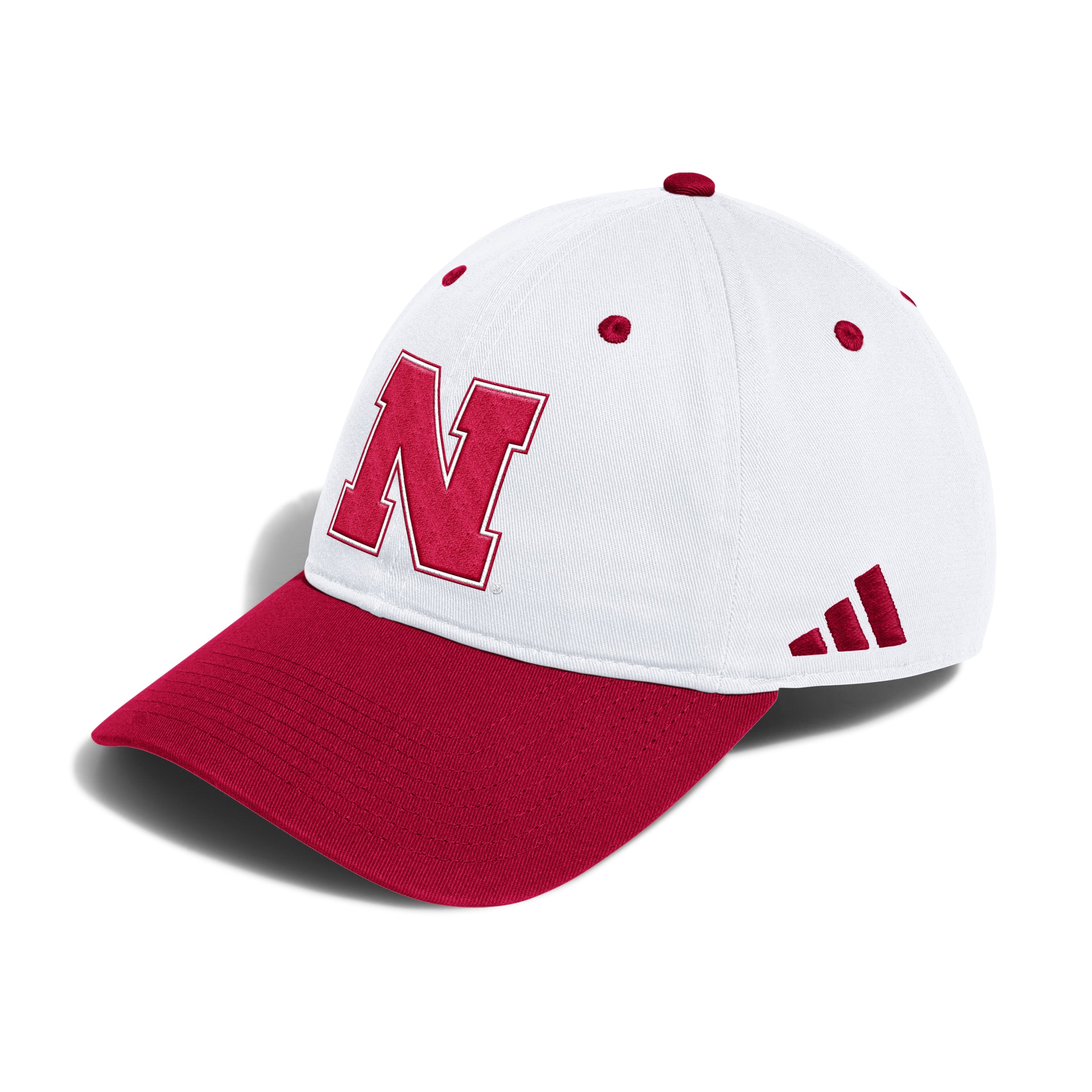 White Adidas Baseball Cap Slouch Hat - Nebraska Cornhuskers