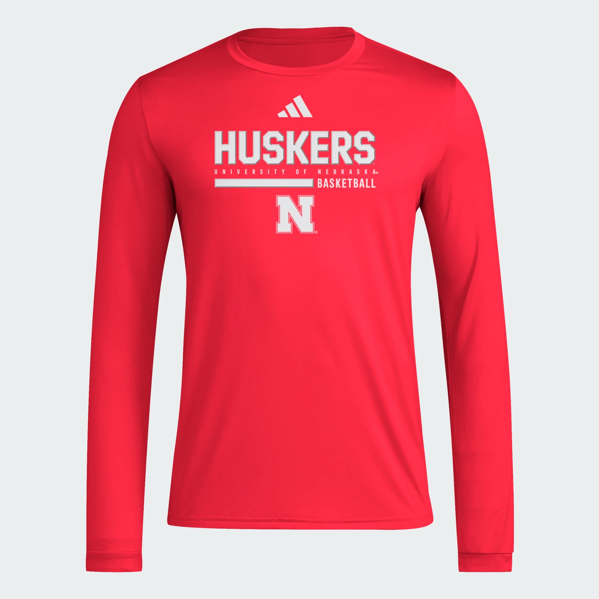 ADIDAS NEBRASKA CORNHUSKERS RED LOCKER BASKETBALL LONG SLEEVE T SHIRT