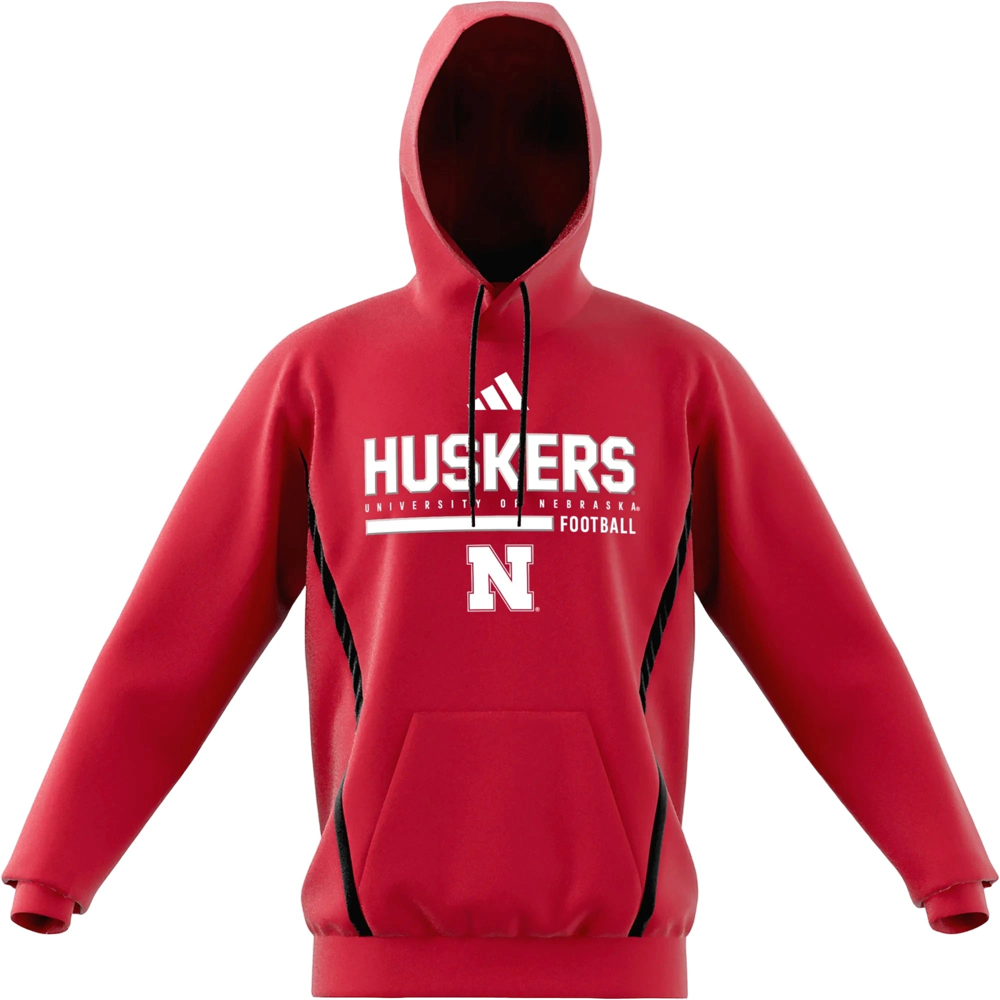 ADIDAS NEBRASKA CORNHUSKERS MENS LONG SLEEVE HOODIE