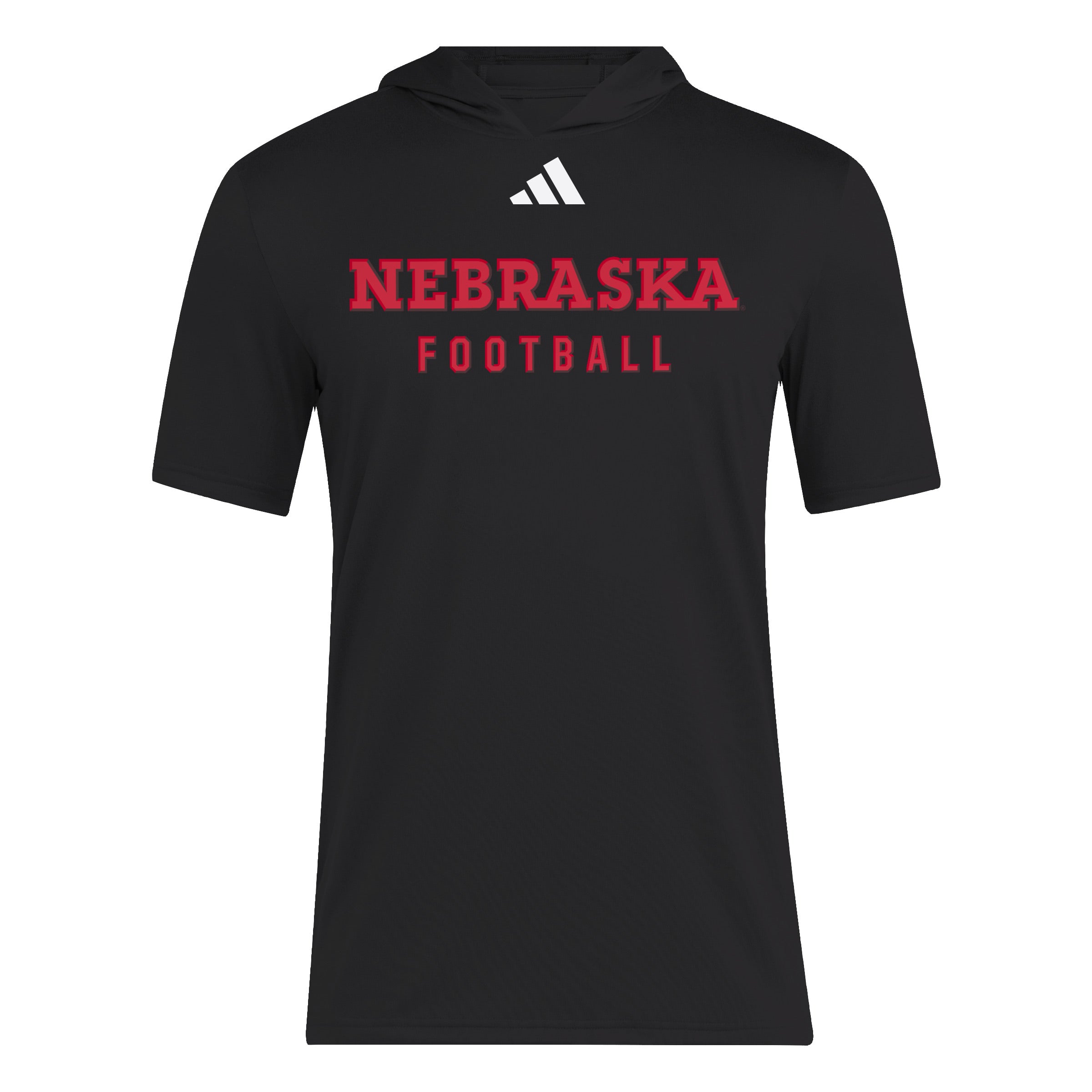 Black Adidas Designed For Training Short Sleeve Hoodie - Nebraska Cornhuskers