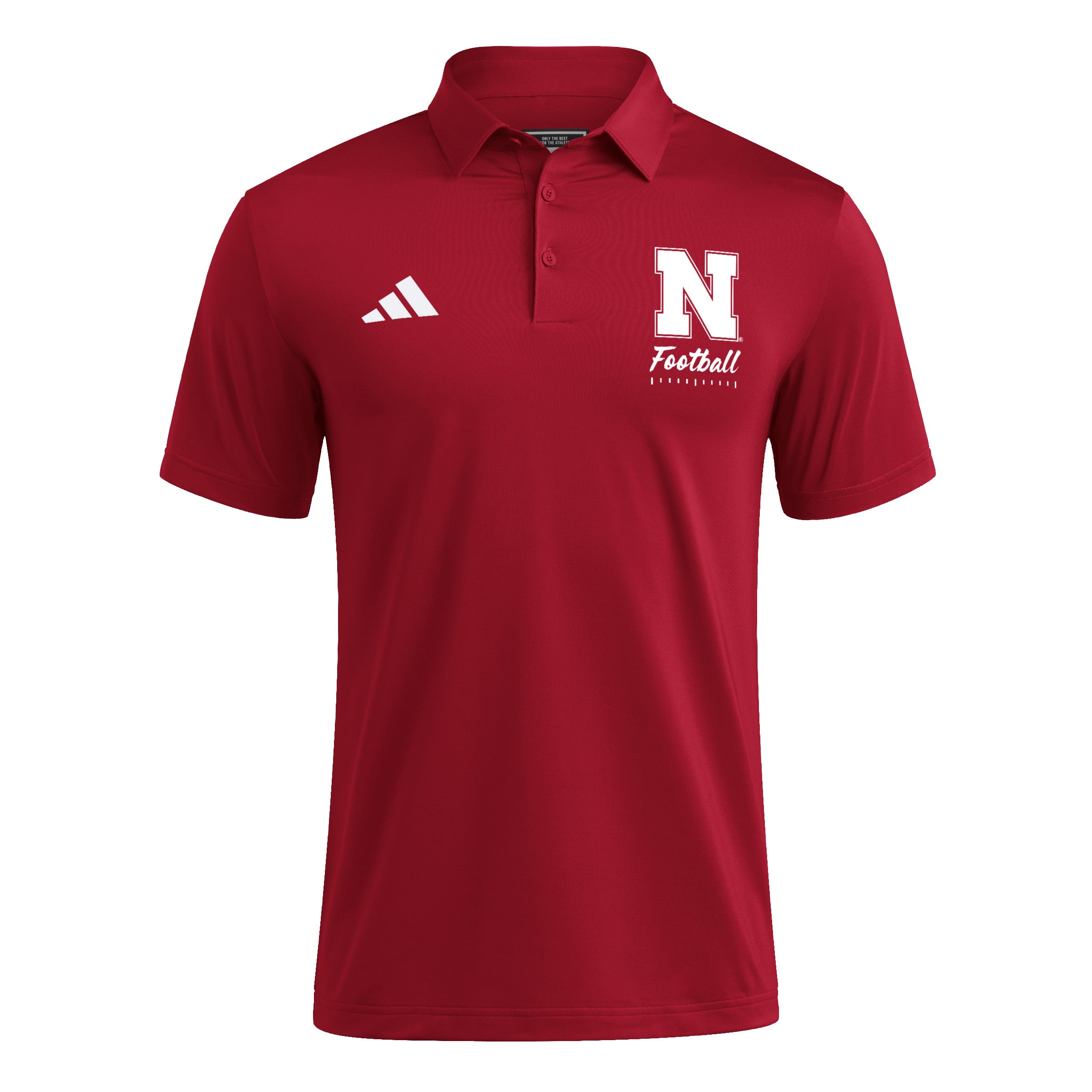 Red Adidas Football Script Ultimate365 Solid Polo Shirt - Nebraska Cornhuskers