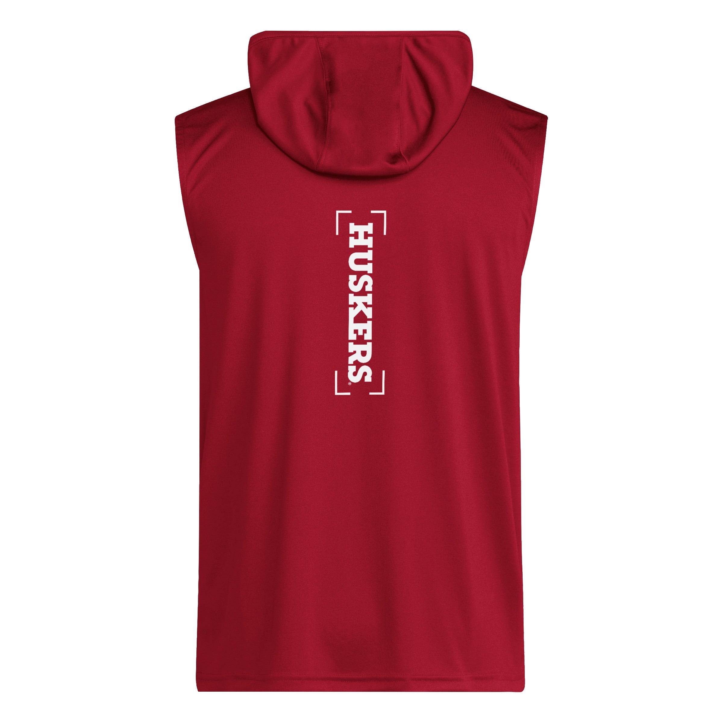 Red Adidas Men's Designed for Training Football Script Sleeveless Hoodie - Nebraska Cornhuskers