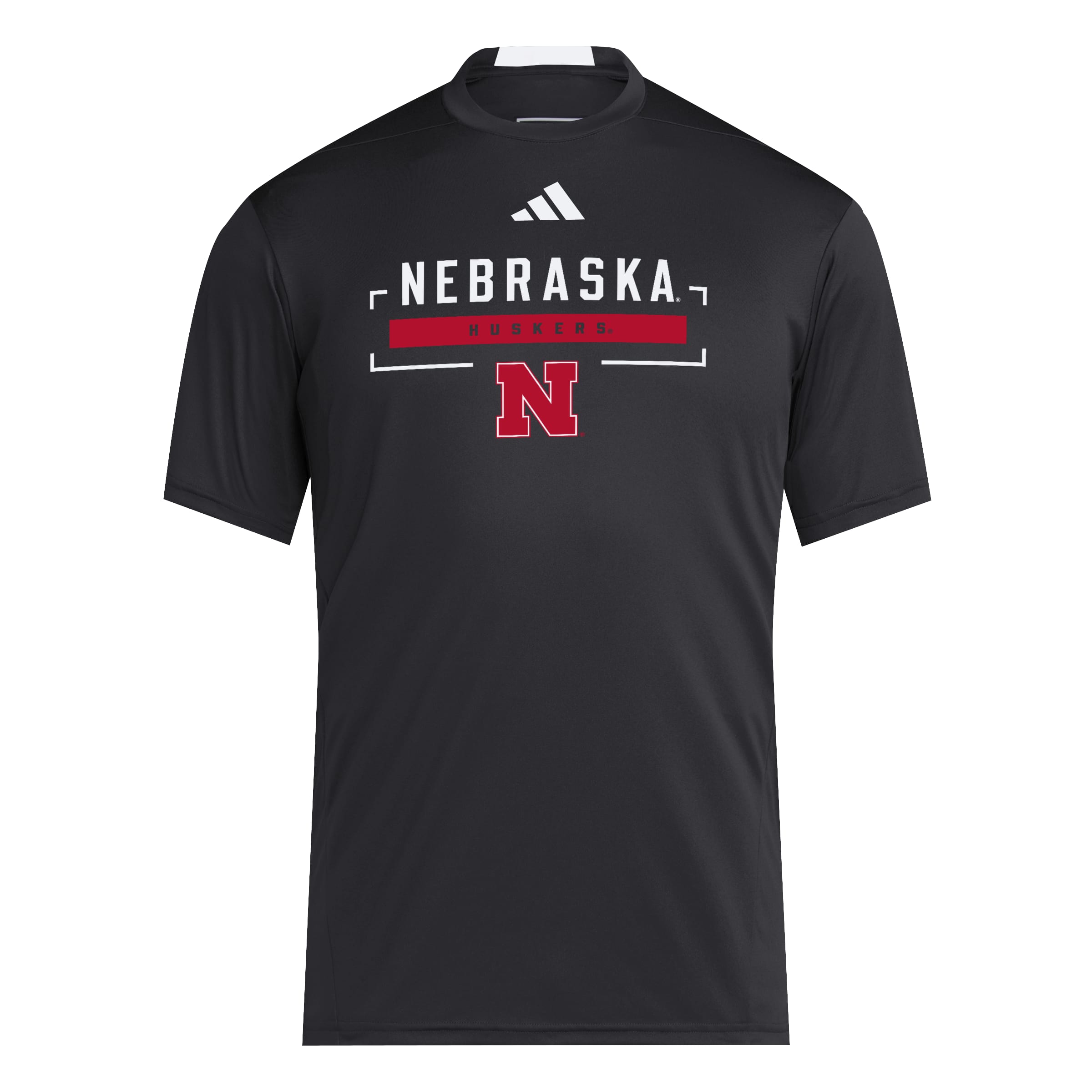 Black Adidas Men's Designed for Training Short Sleeve Tee - Nebraska Cornhuskers