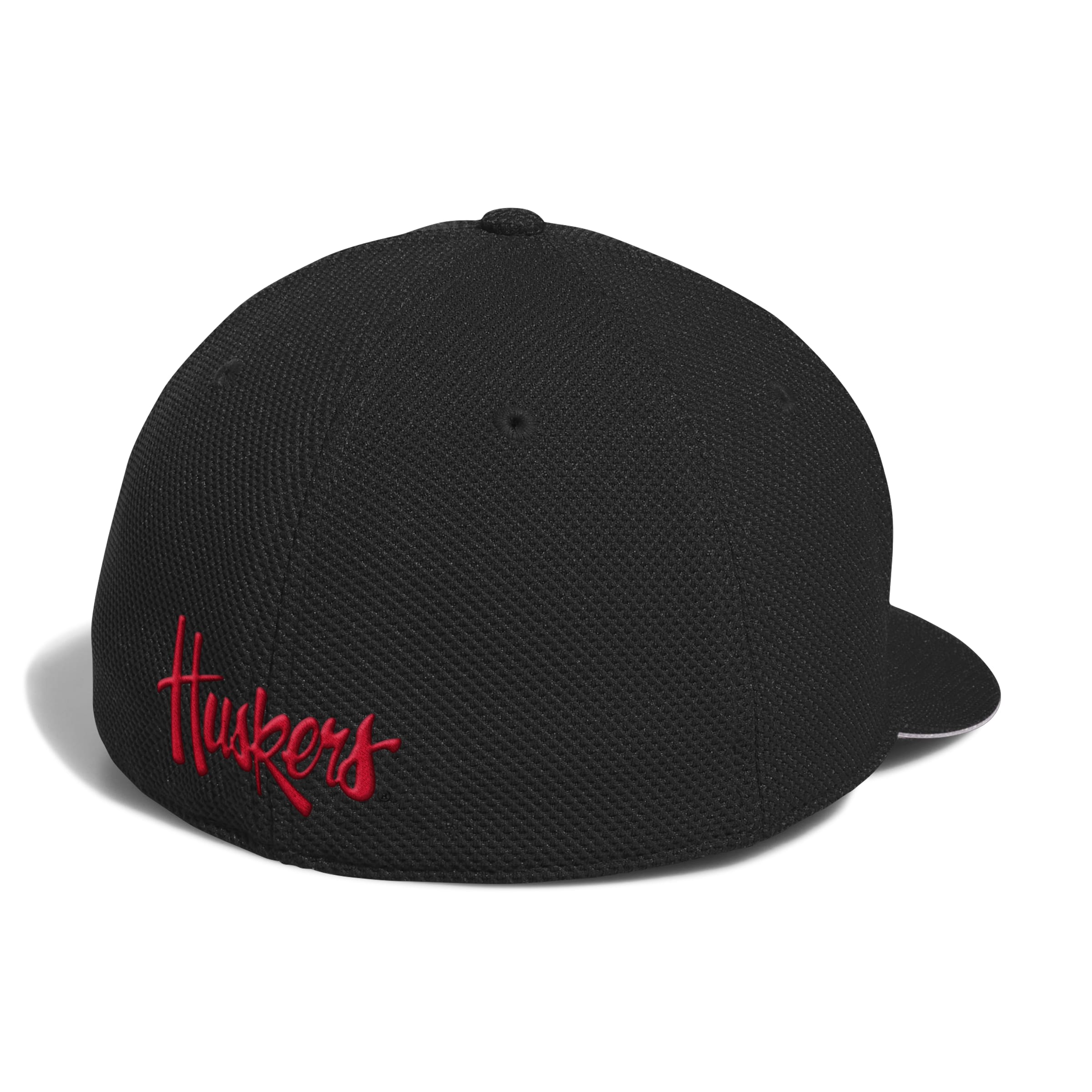 Black Adidas Fitted Mesh Backing Hat - Nebraska Cornhuskers